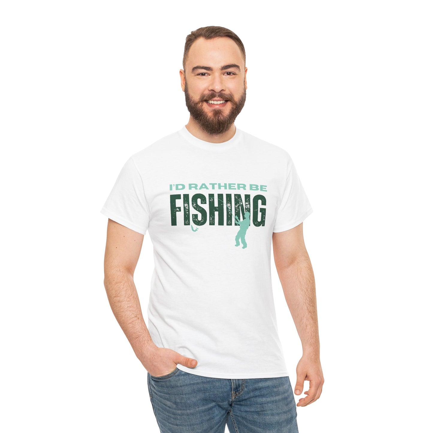 I'd Rather Be Fishing Unisex Heavy Cotton Tee