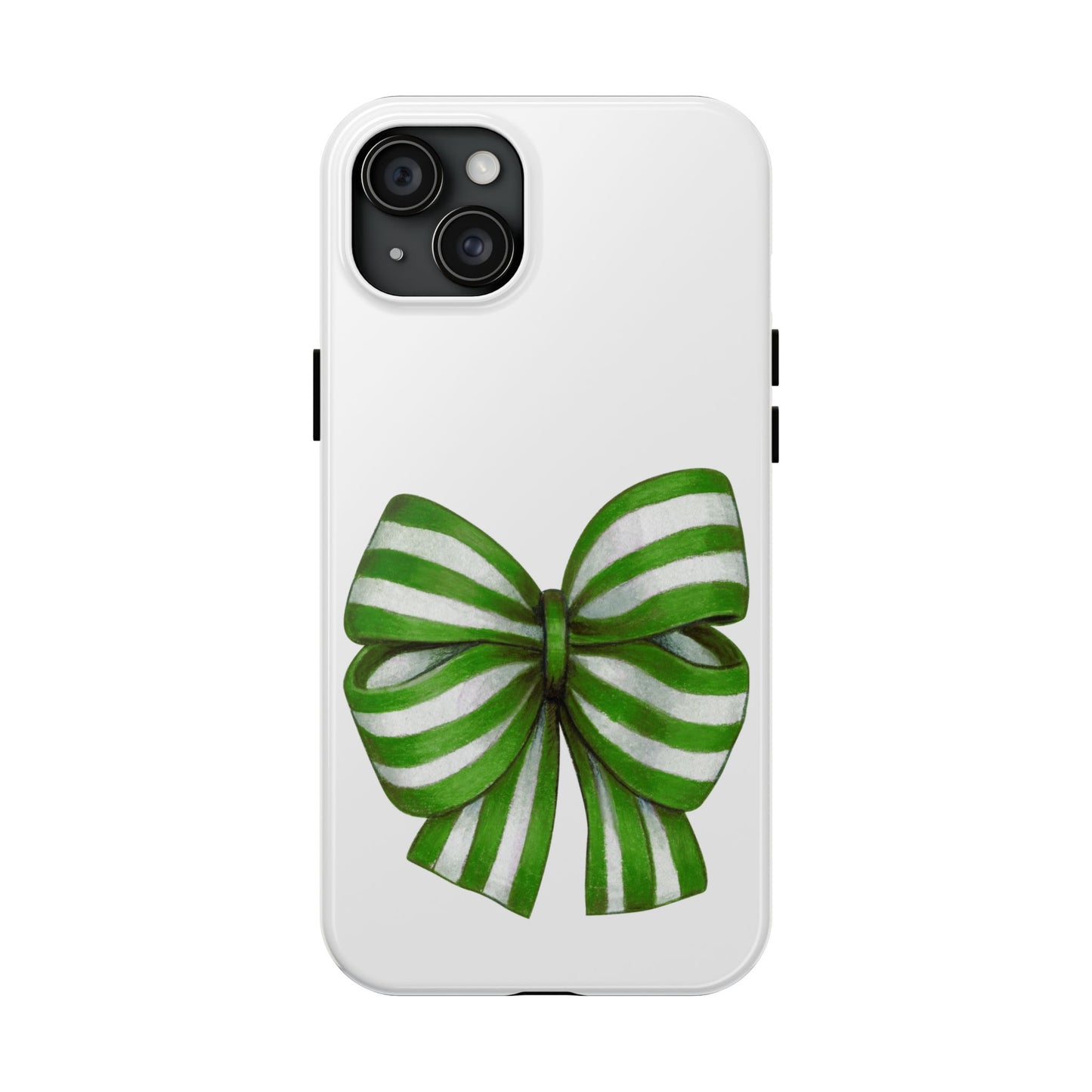 Green striped bow / Tough Phone Cases