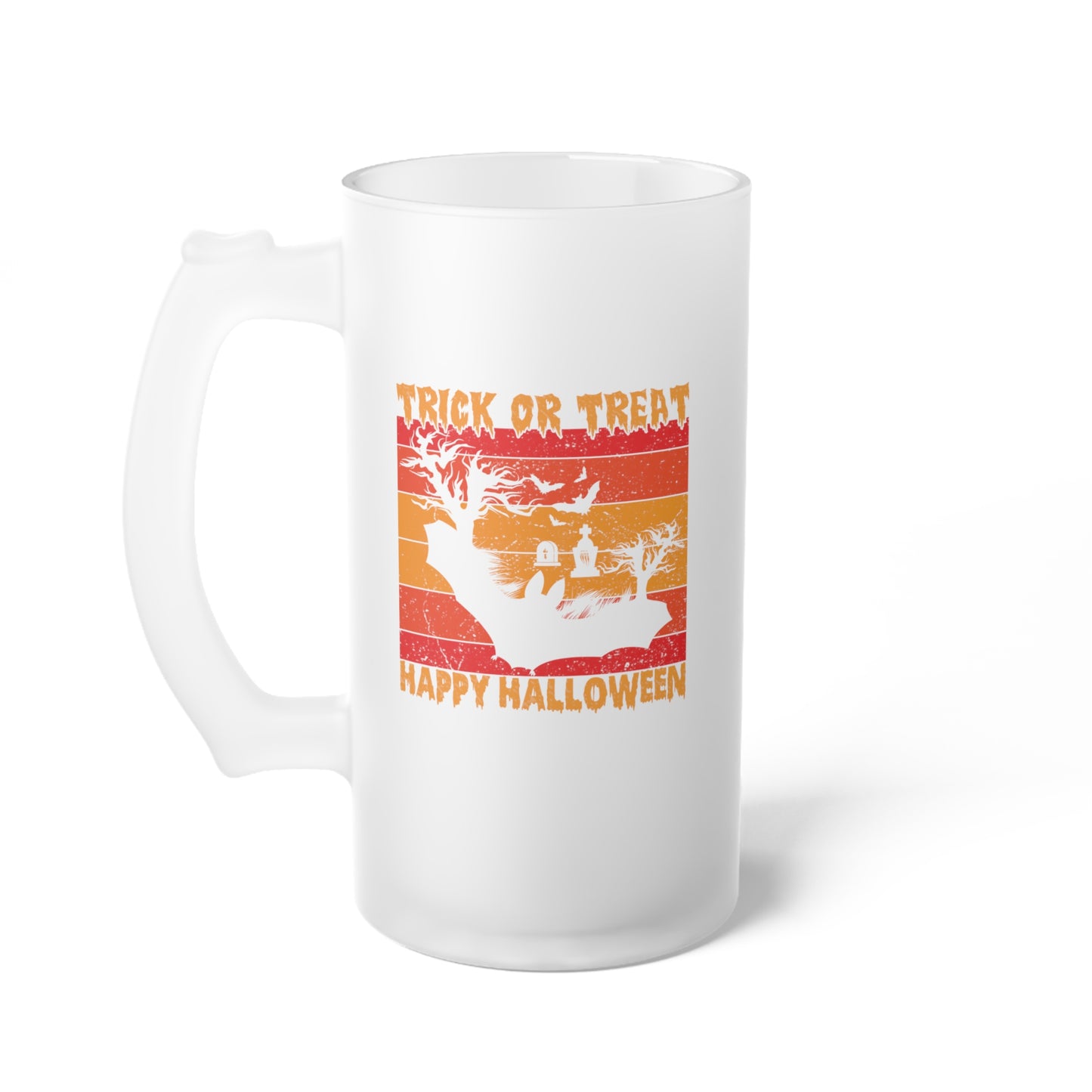 Trick or treat / Happy Halloween / Frosted Glass Beer Mug 16 oz