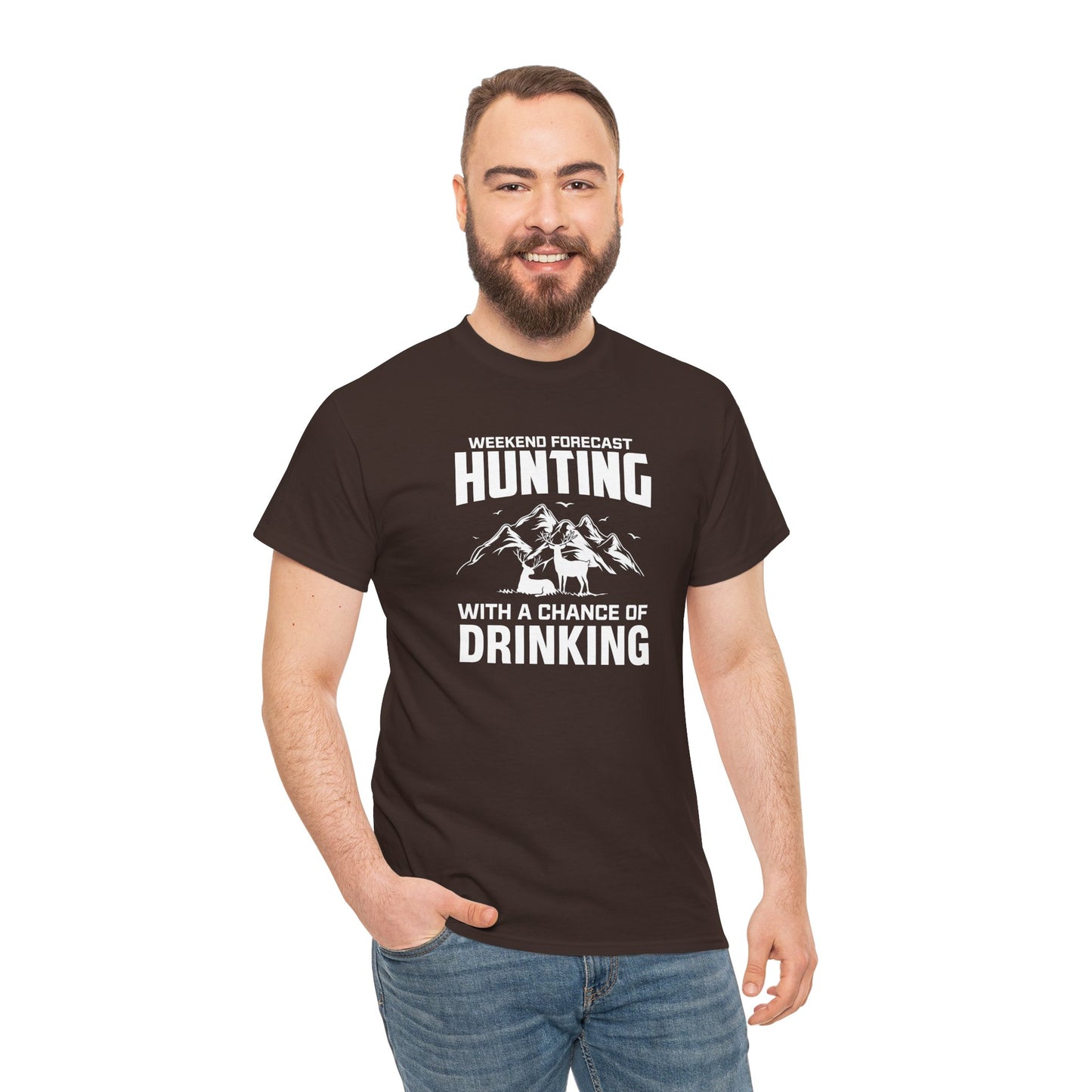 Hunting with a chance of Drinking Unisex Heavy Cotton Tee