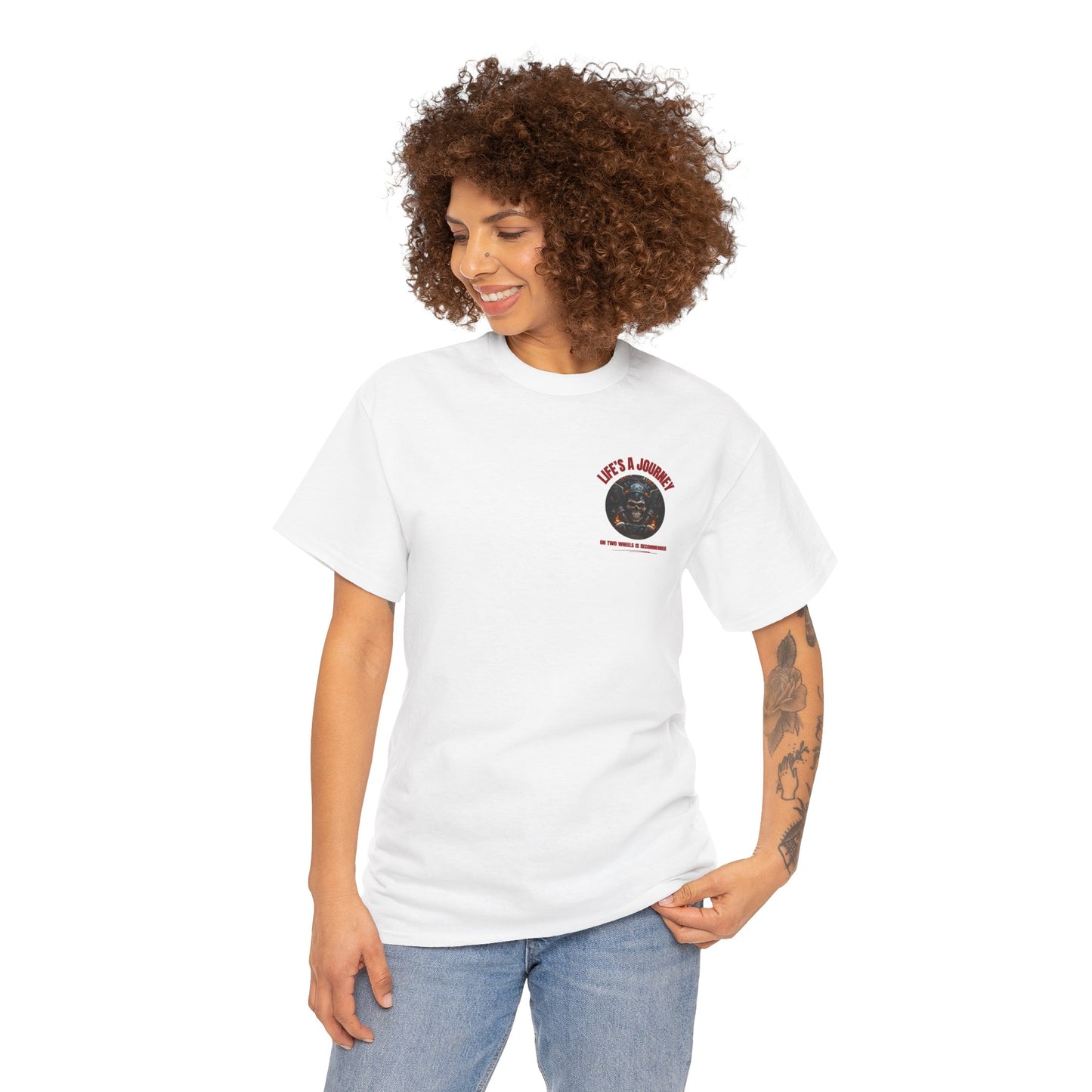 Life's A Journey on two wheels is recommended Unisex Heavy Cotton Tee