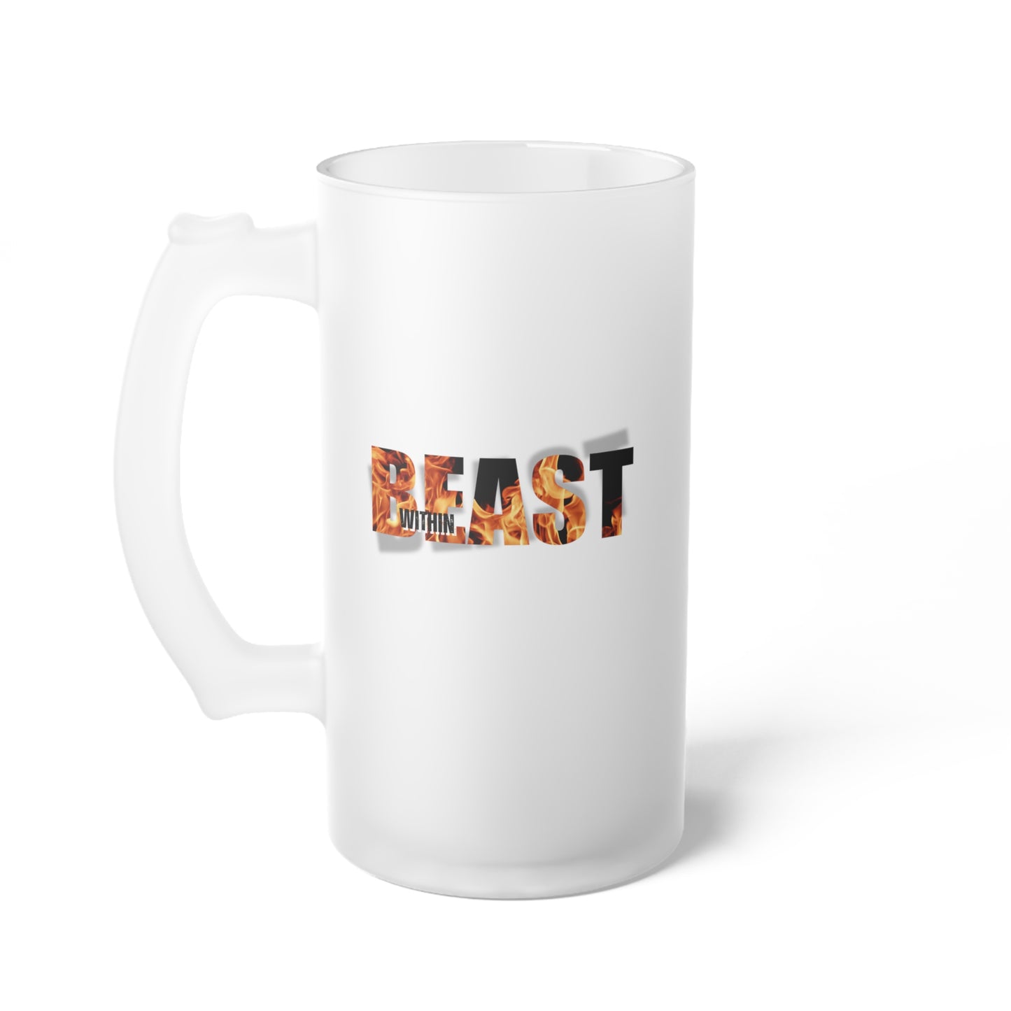 Beast Within / Frosted Glass Beer Mug 16 oz