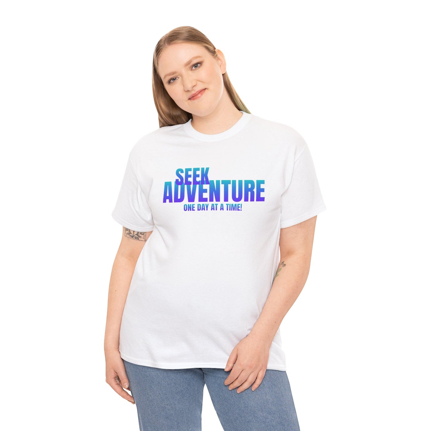 Seek Adventure quote Unisex Heavy Cotton Tee