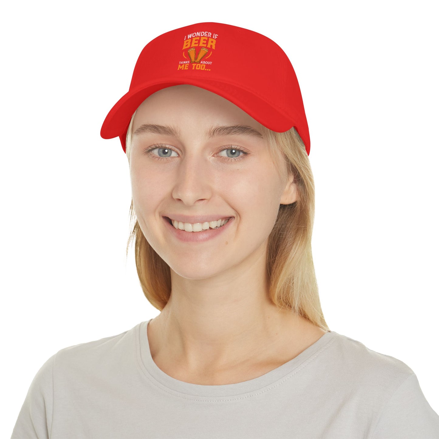 I wonder if beer thinks about me too / Low Profile Baseball Cap