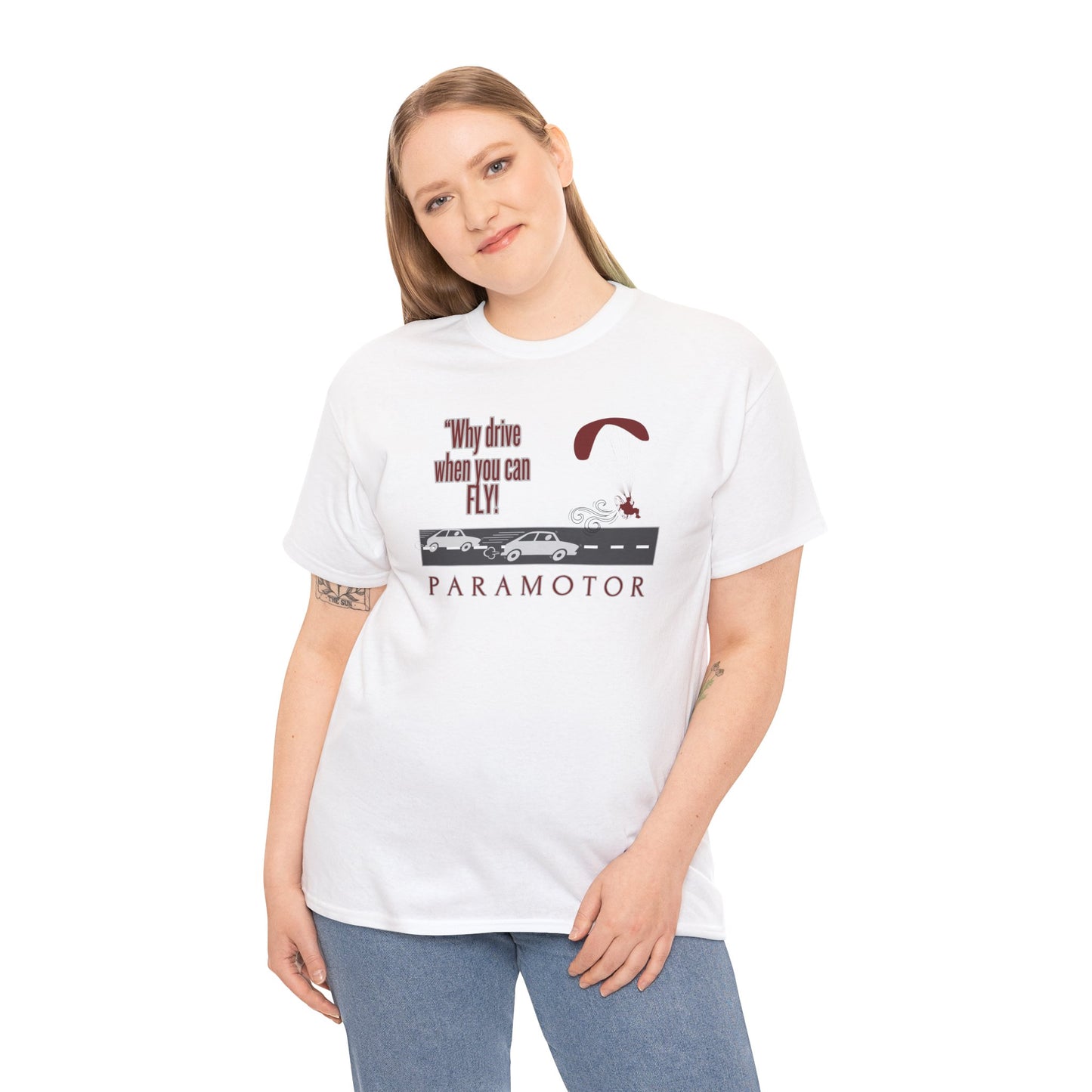 Why drive when you can fly / paramotor Unisex Heavy Cotton Tee