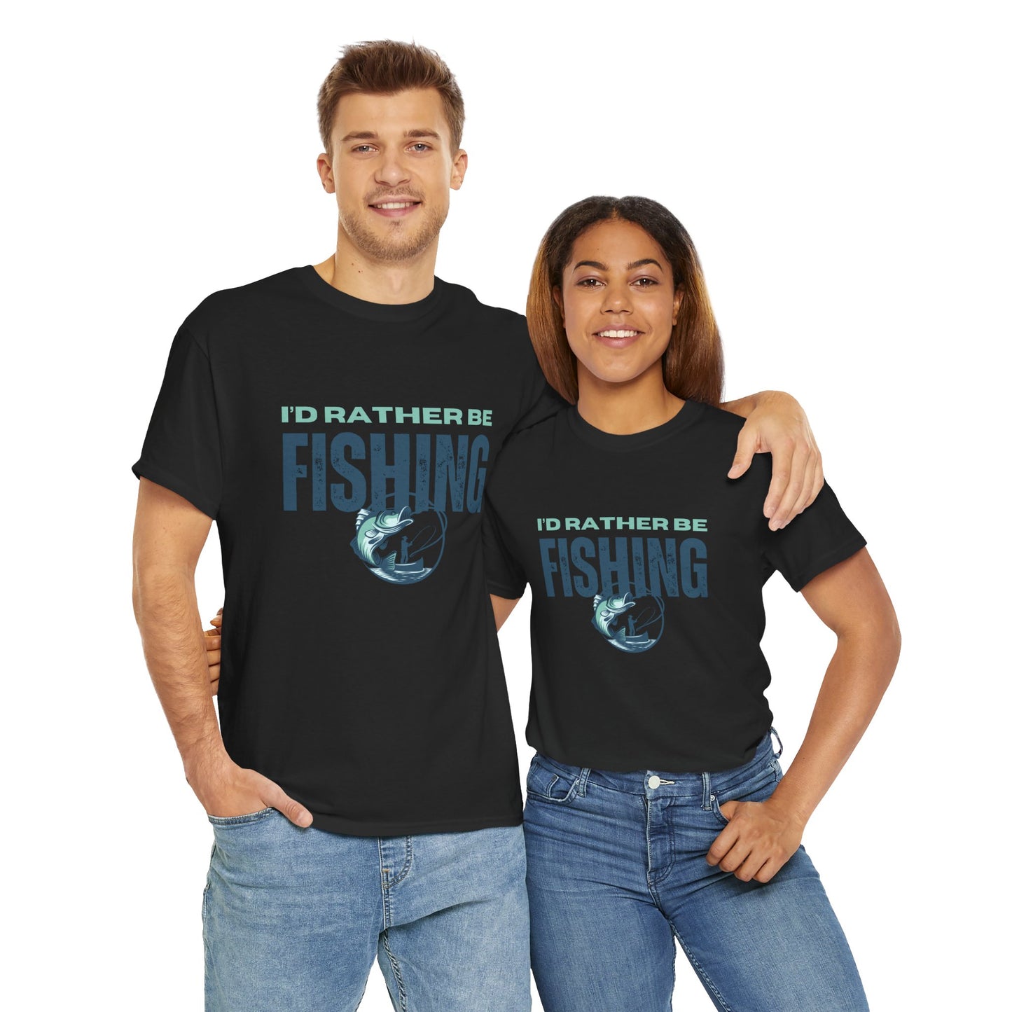 I'd Rather Be Fishing Unisex Heavy Cotton Tee