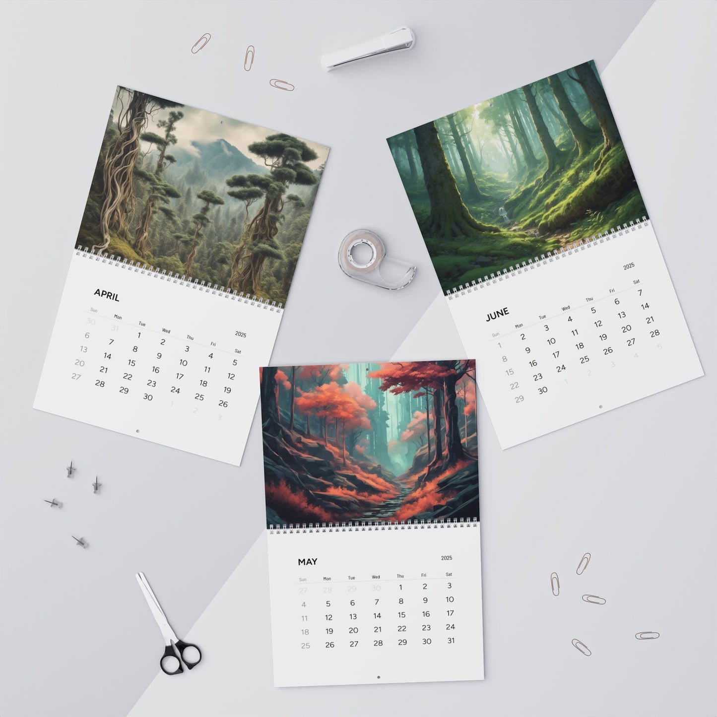 AI Forest Paintings  / Wall Calendars (2025)