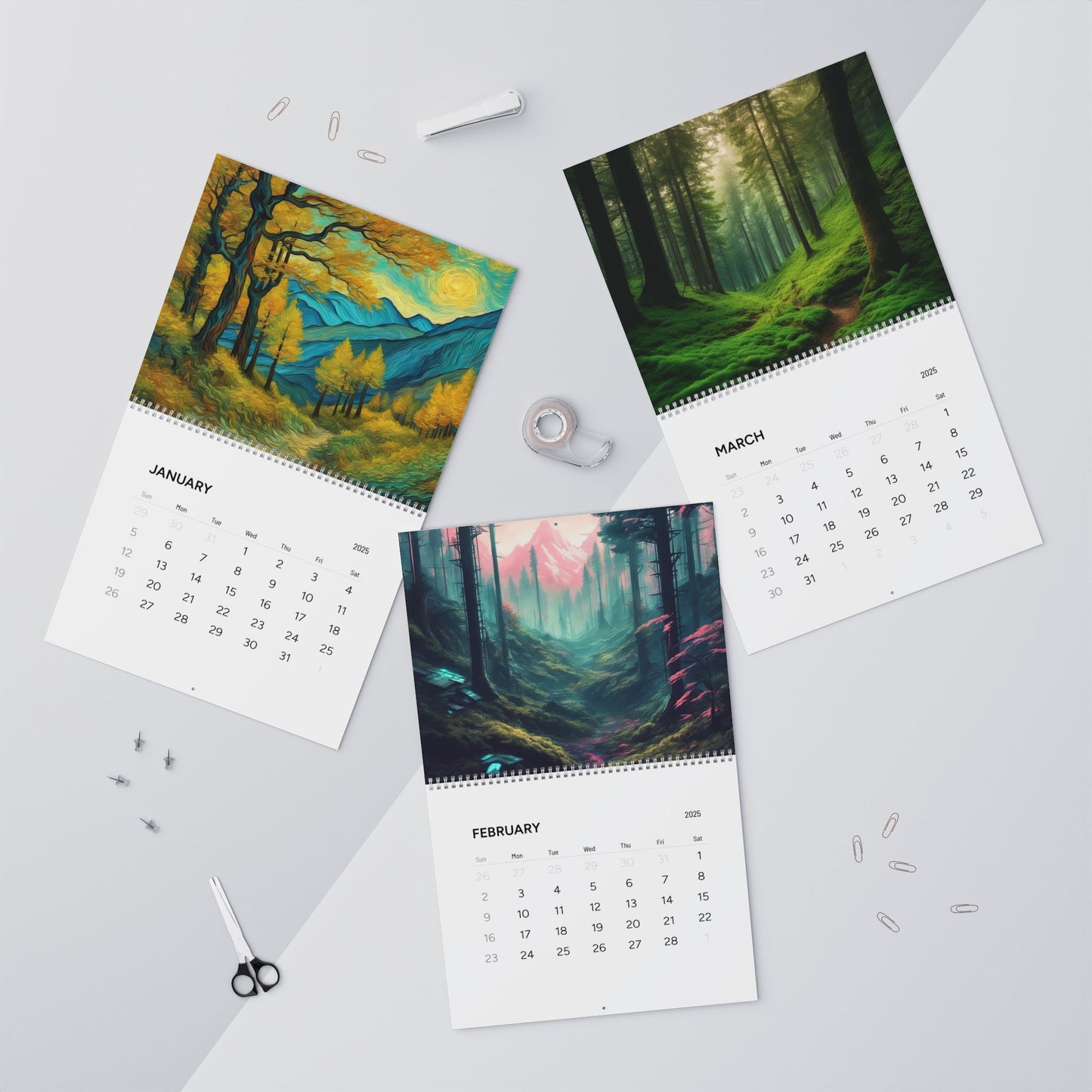 AI Forest Paintings  / Wall Calendars (2025)