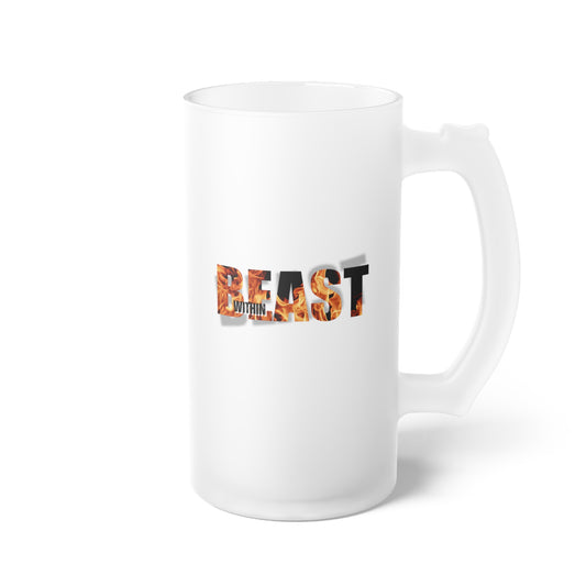 Beast Within / Frosted Glass Beer Mug 16 oz