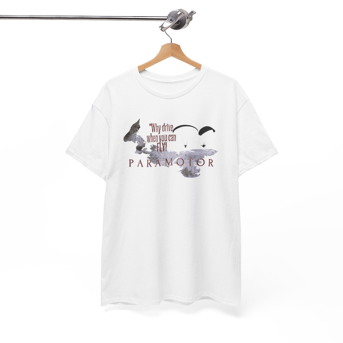 Why Drive When You Can Fly / Paramotor Unisex Heavy Cotton Tee