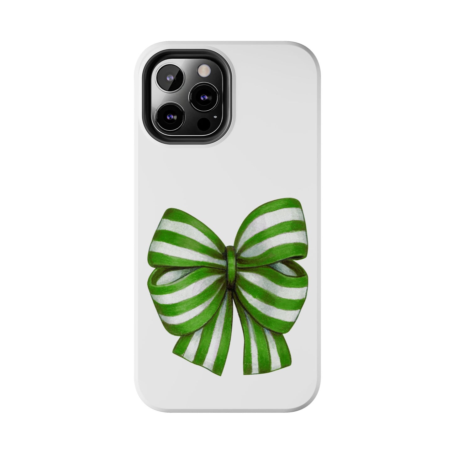 Green striped bow / Tough Phone Cases