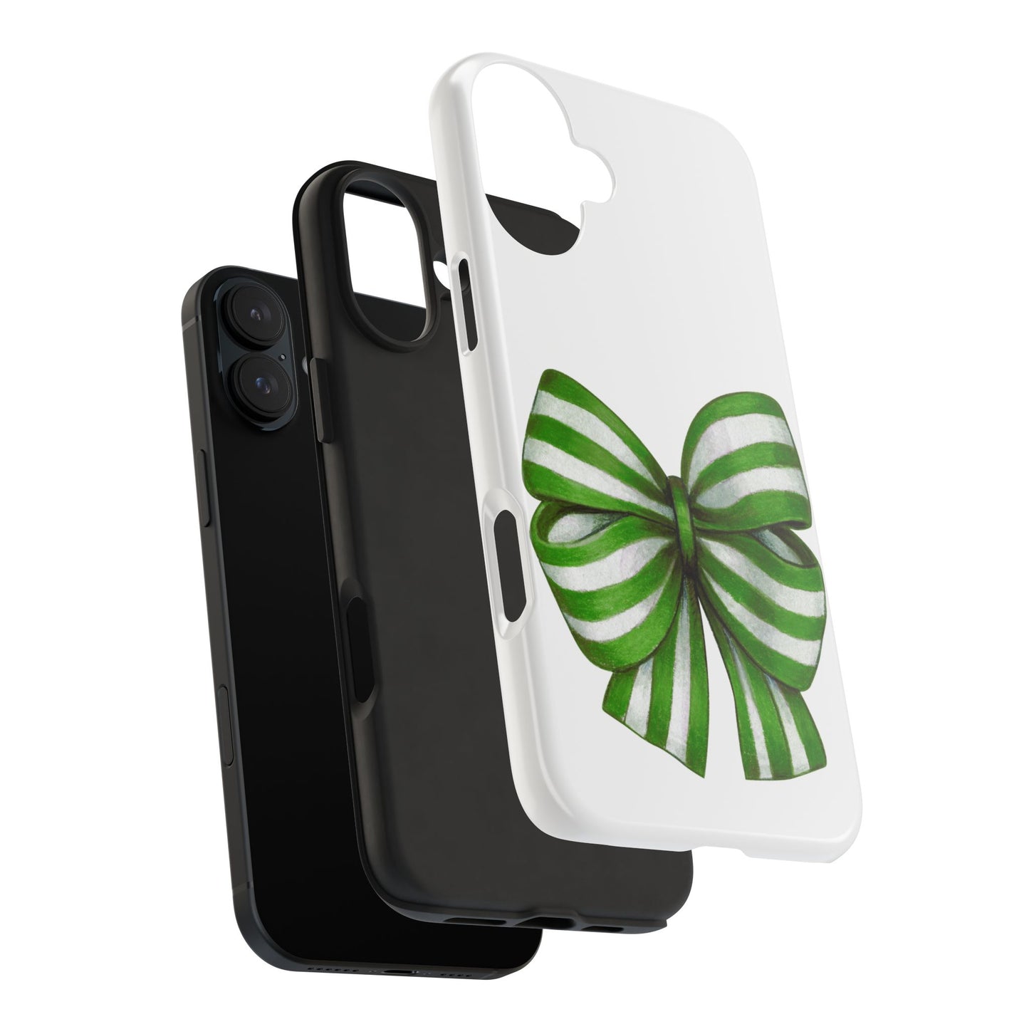 Green striped bow / Tough Phone Cases