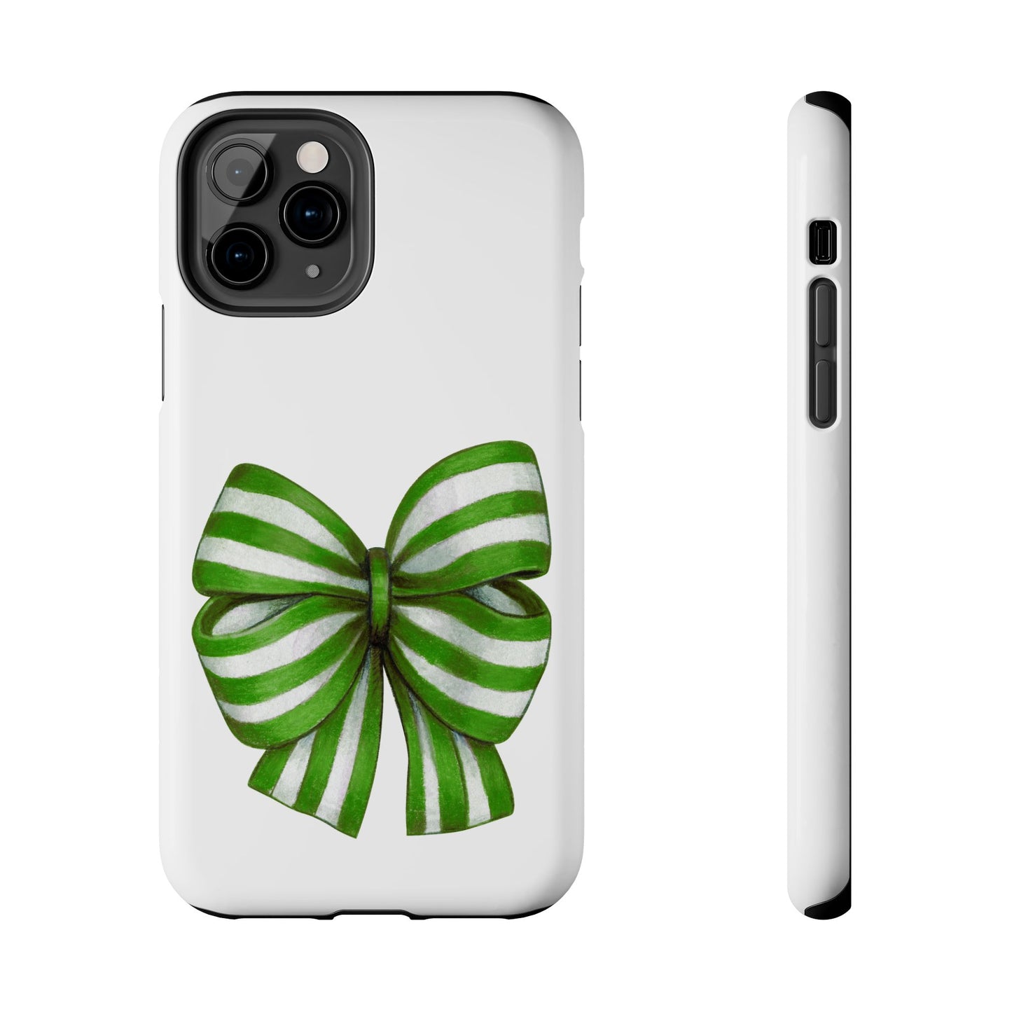 Green striped bow / Tough Phone Cases