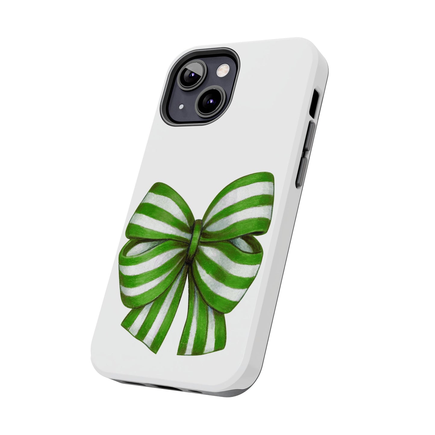 Green striped bow / Tough Phone Cases