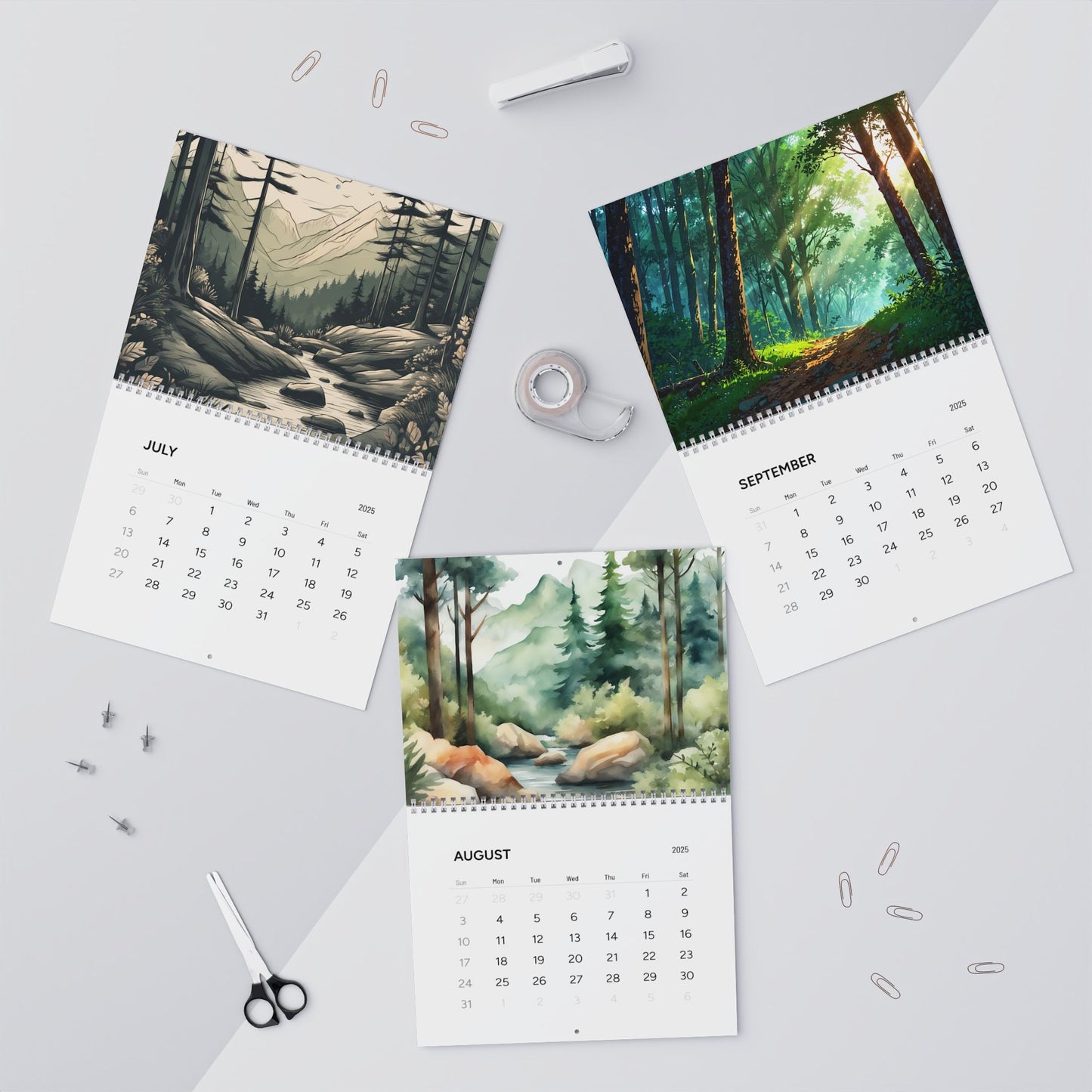 AI Forest Paintings  / Wall Calendars (2025)