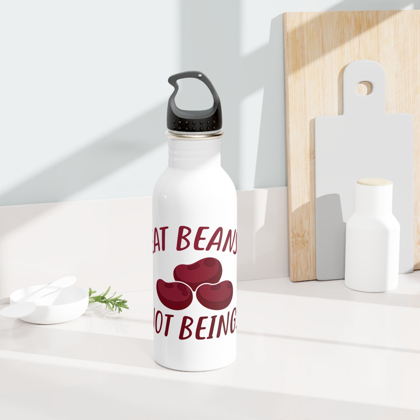 Eat beans, Not beings! (Vegan) / Stainless Steel Water Bottle