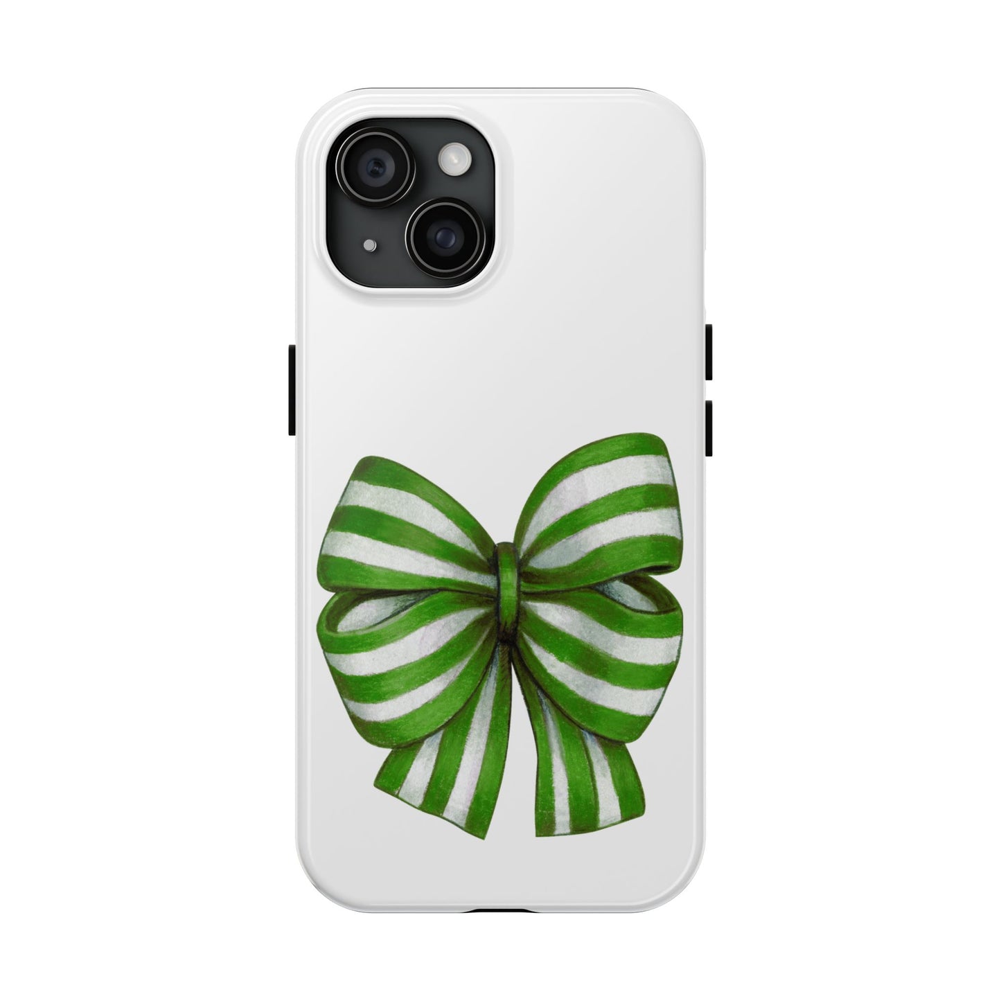 Green striped bow / Tough Phone Cases