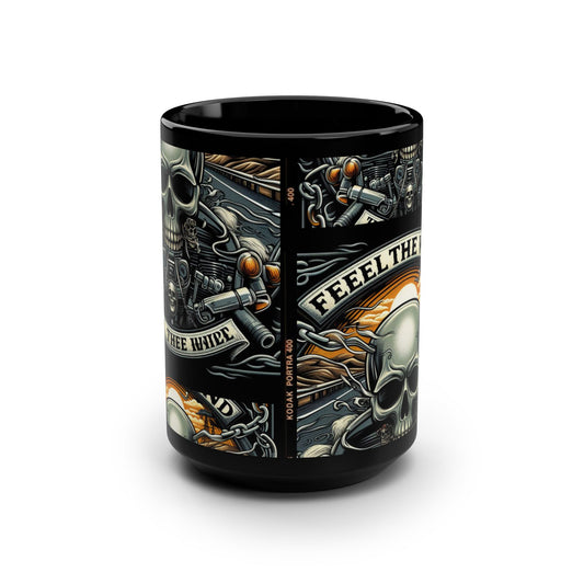 Two Wheel Freedom / Black Mug, 15oz