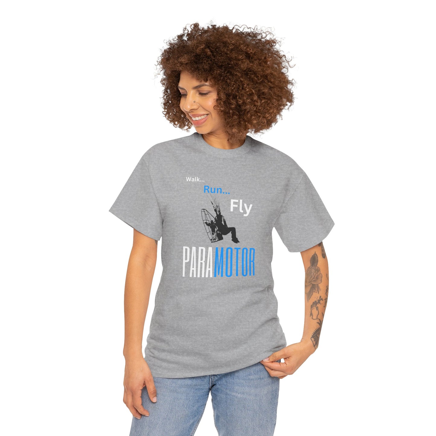 Walk, Run, Fly, Paramotor Unisex Heavy Cotton Tee