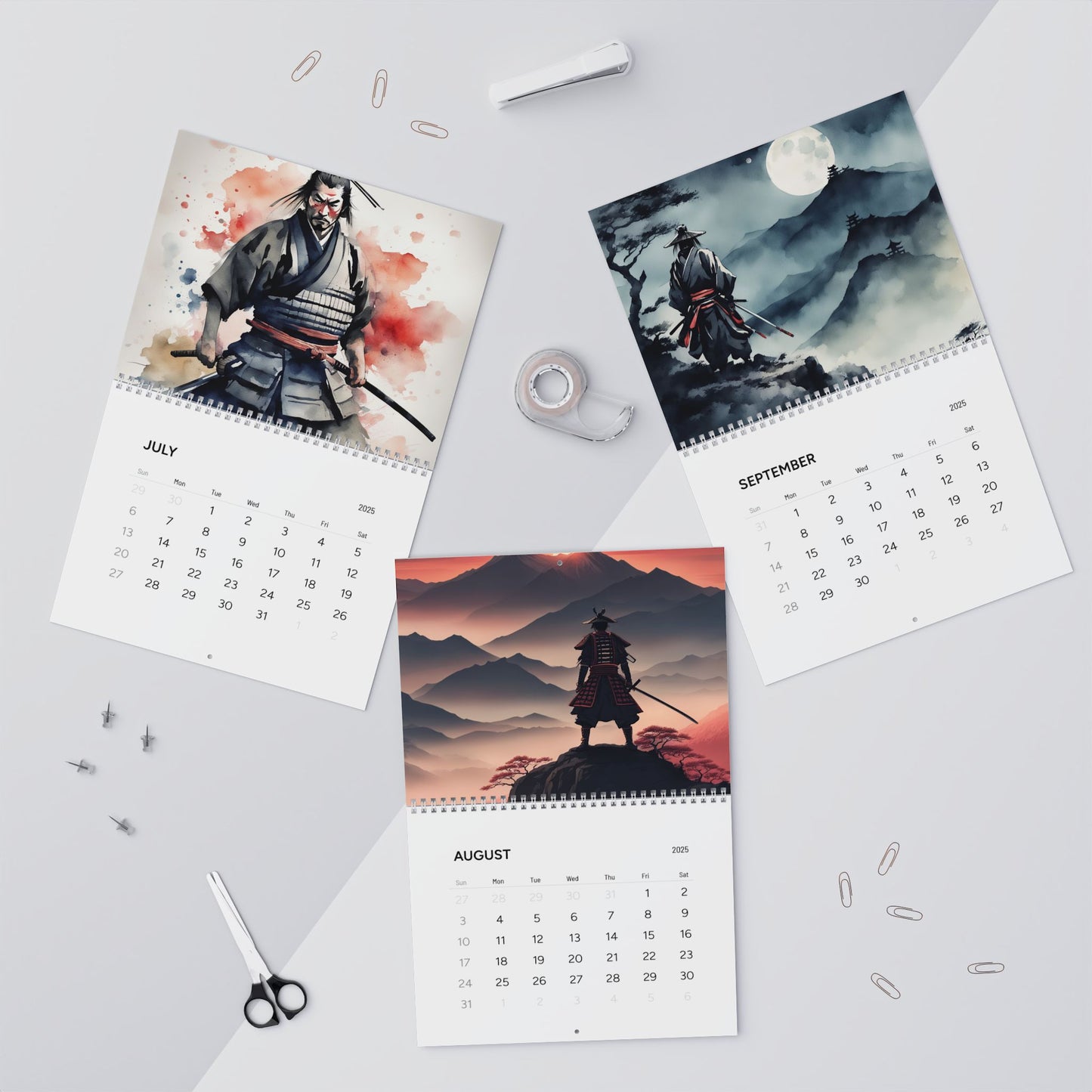 Samurai Calendar (AI creations) / Wall Calendars (2025)