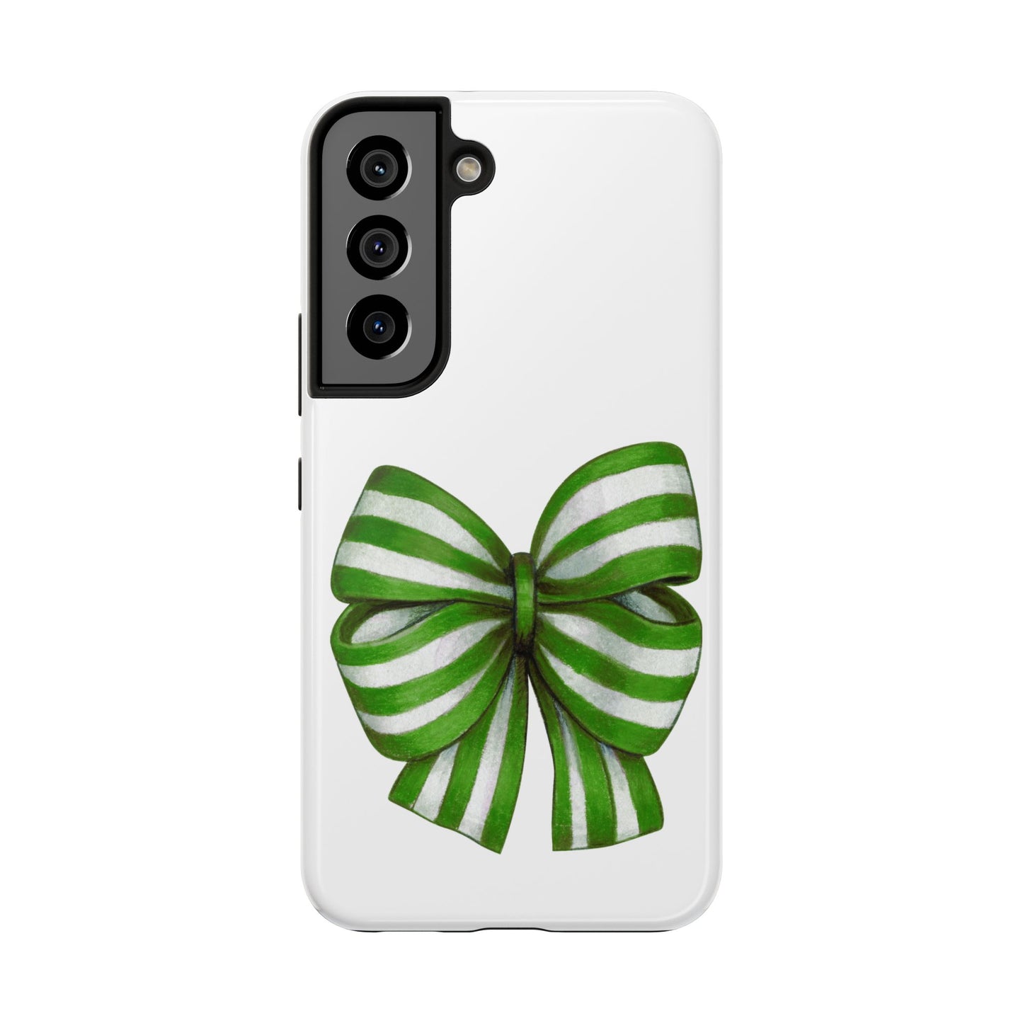 Green striped bow / Tough Phone Cases