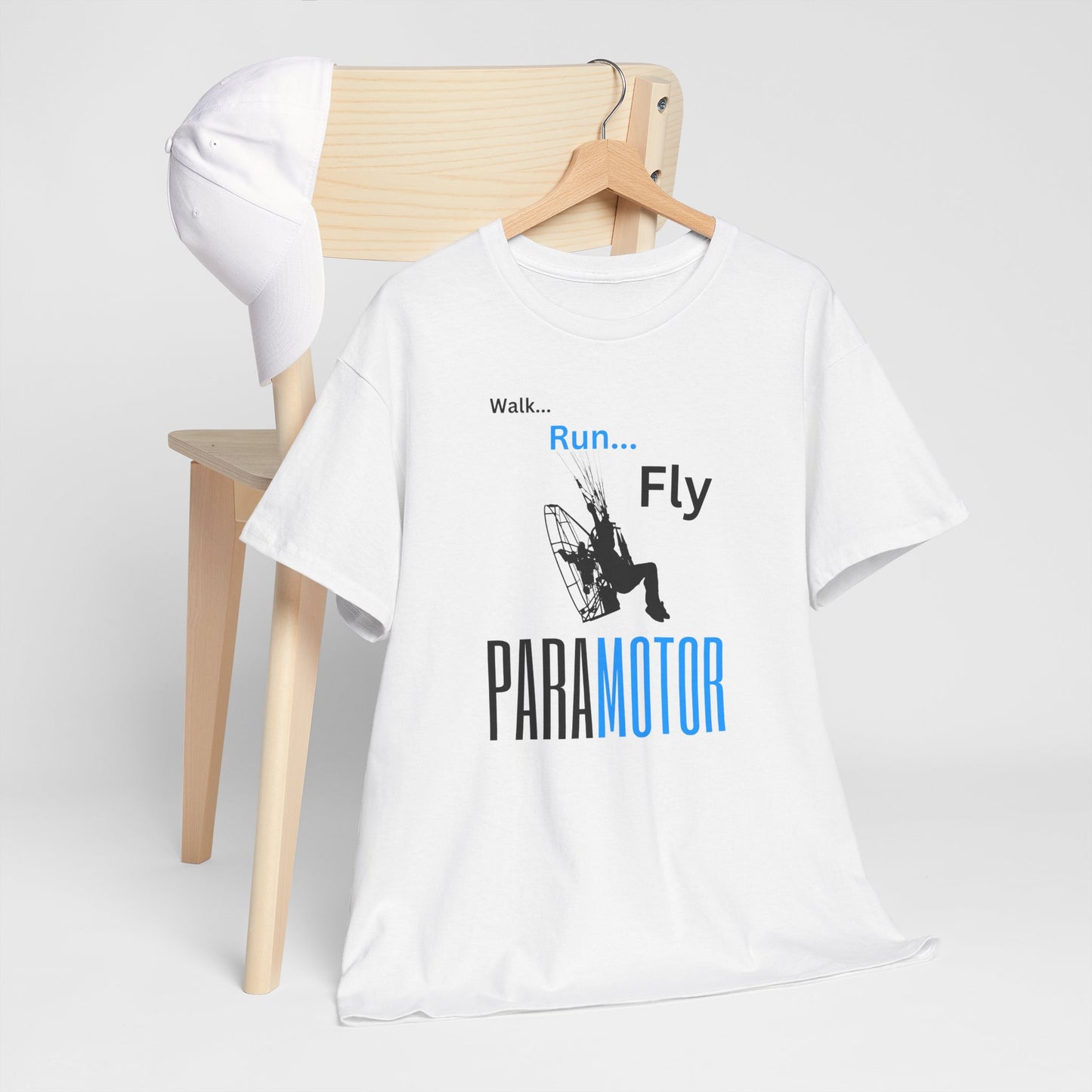 Walk, Run, Fly, Paramotor Unisex Heavy Cotton Tee