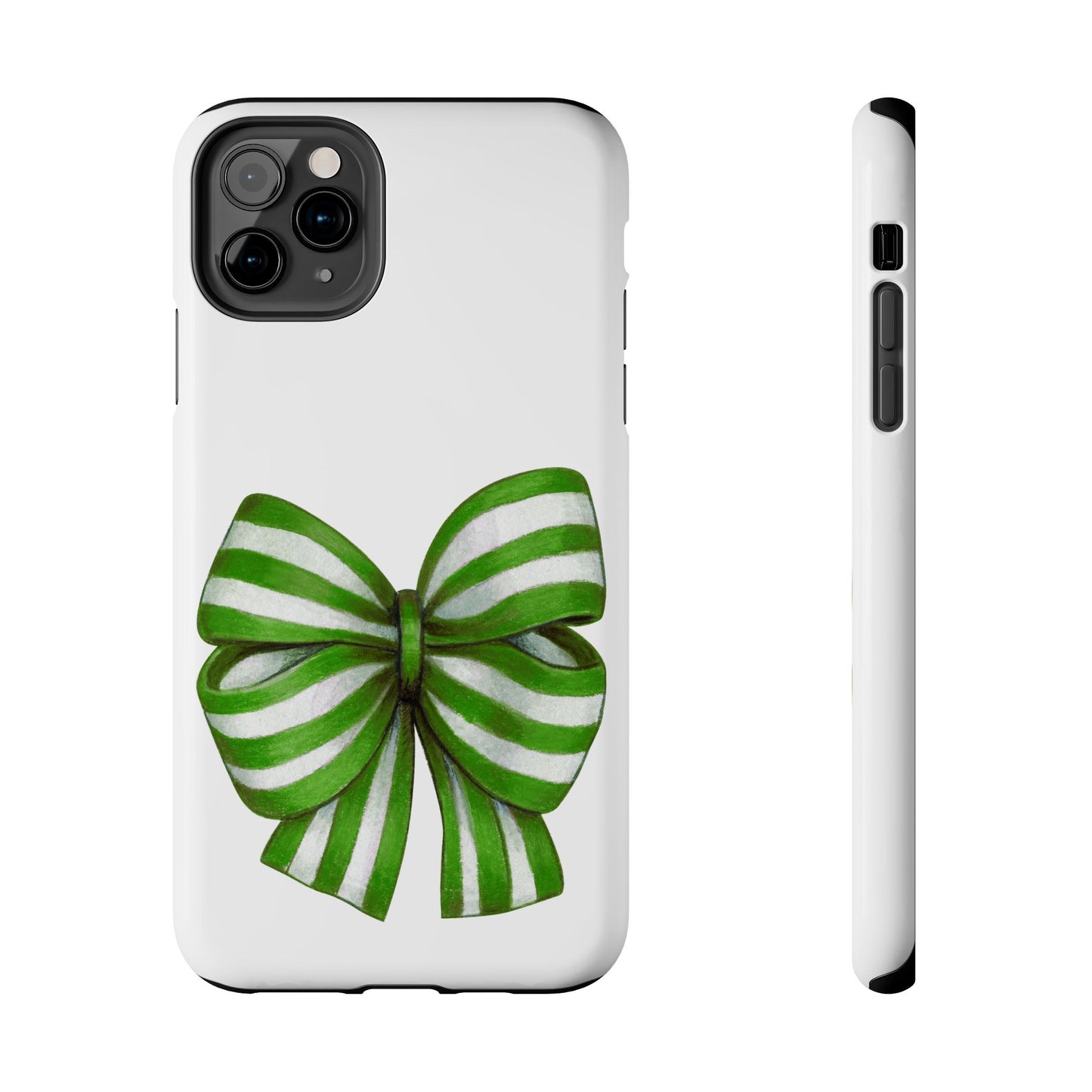 Green striped bow / Tough Phone Cases