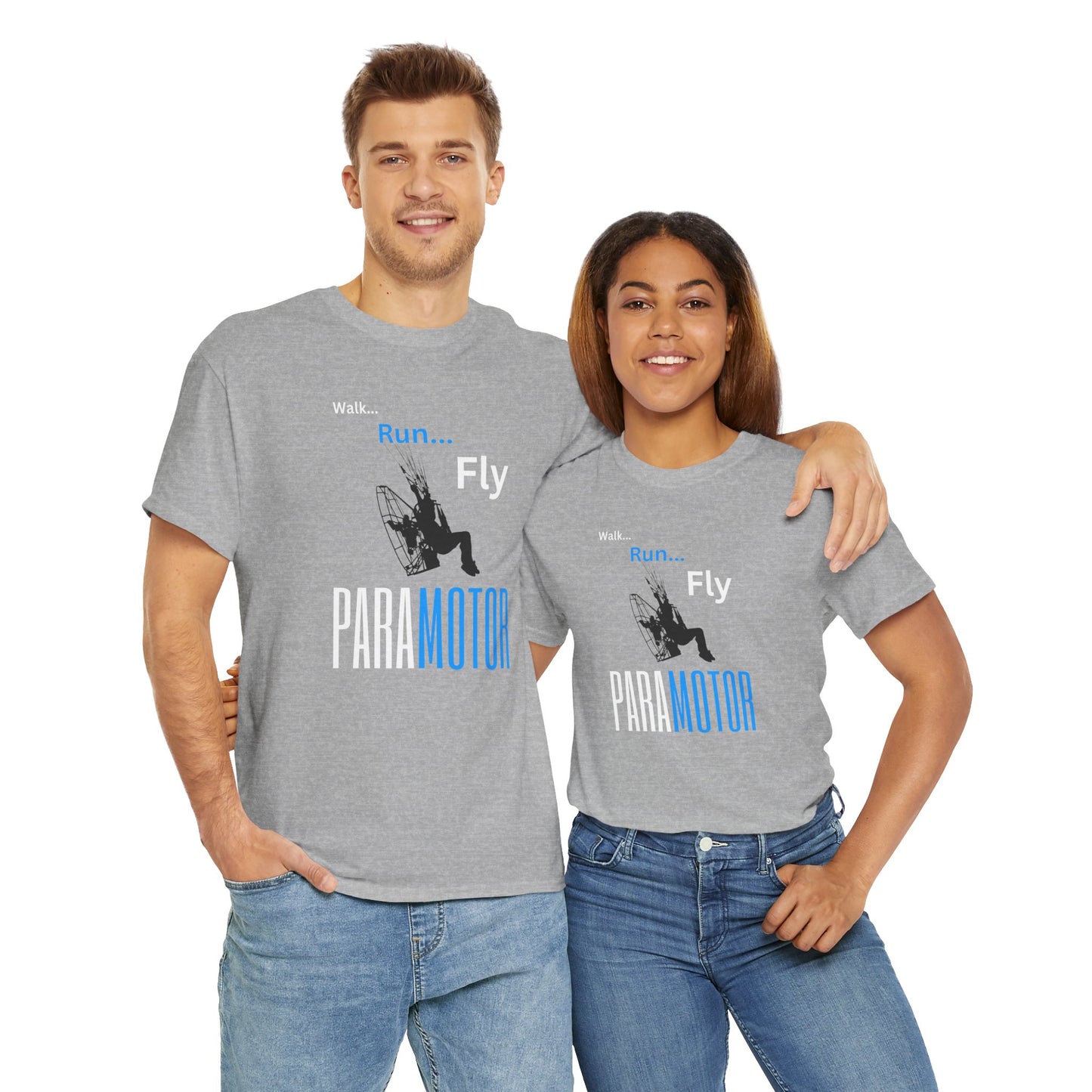 Walk, Run, Fly, Paramotor Unisex Heavy Cotton Tee