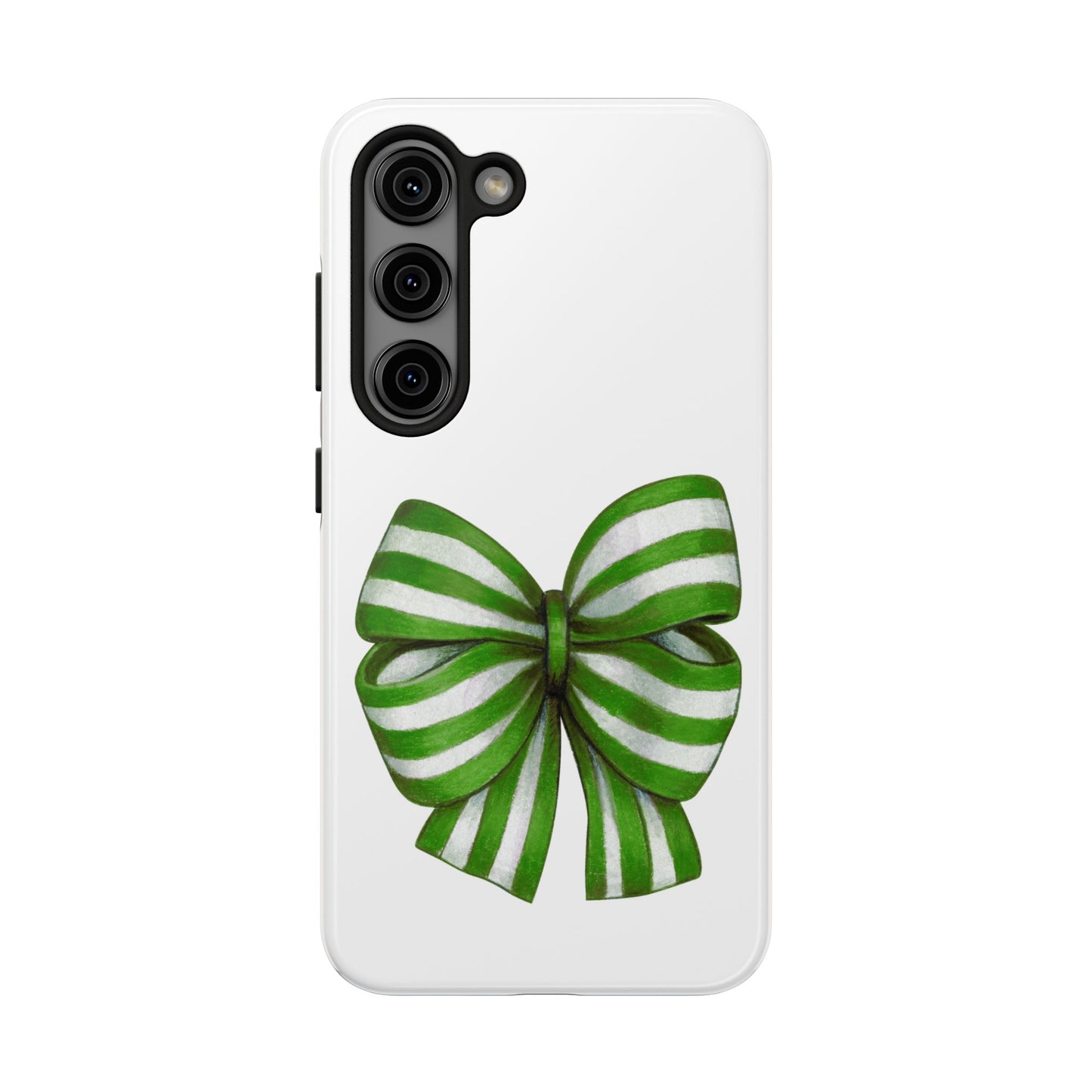 Green striped bow / Tough Phone Cases