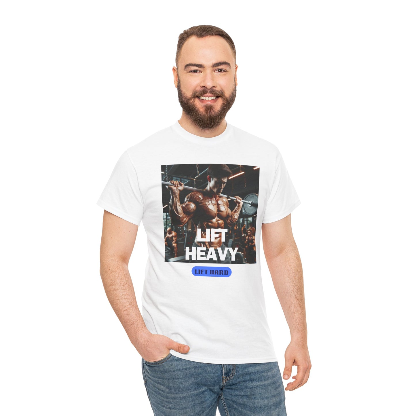 Lift heavy lift hard Unisex Heavy Cotton Tee