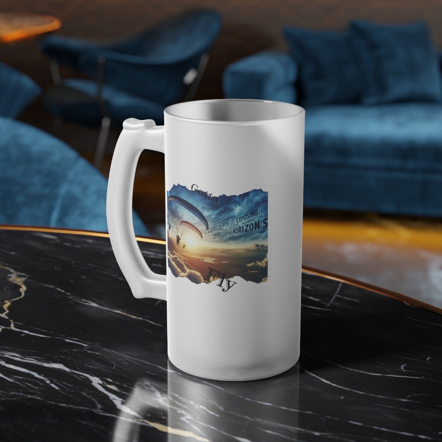 Gotta Fly / Paramotor / Frosted Glass Beer Mug 16 oz