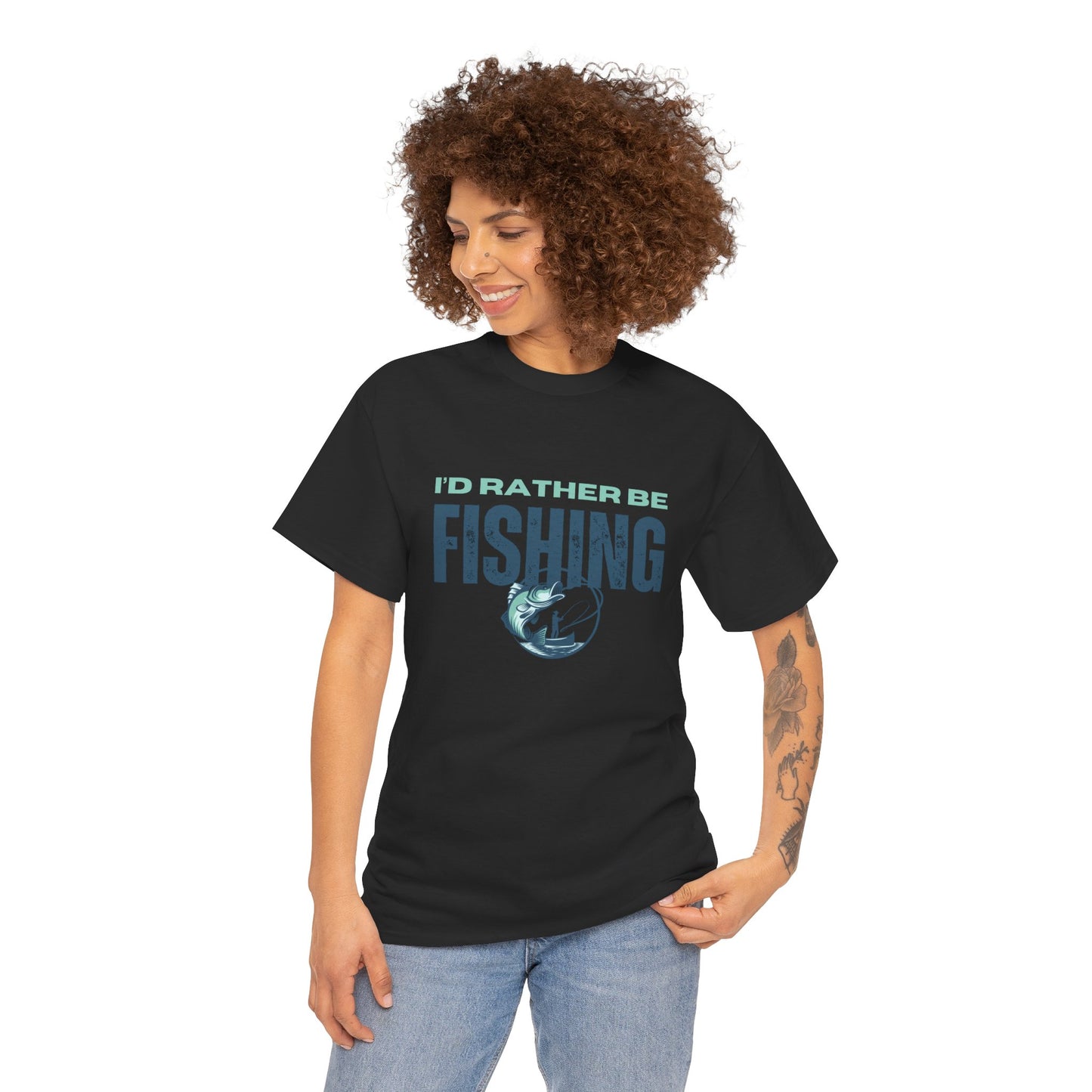 I'd Rather Be Fishing Unisex Heavy Cotton Tee