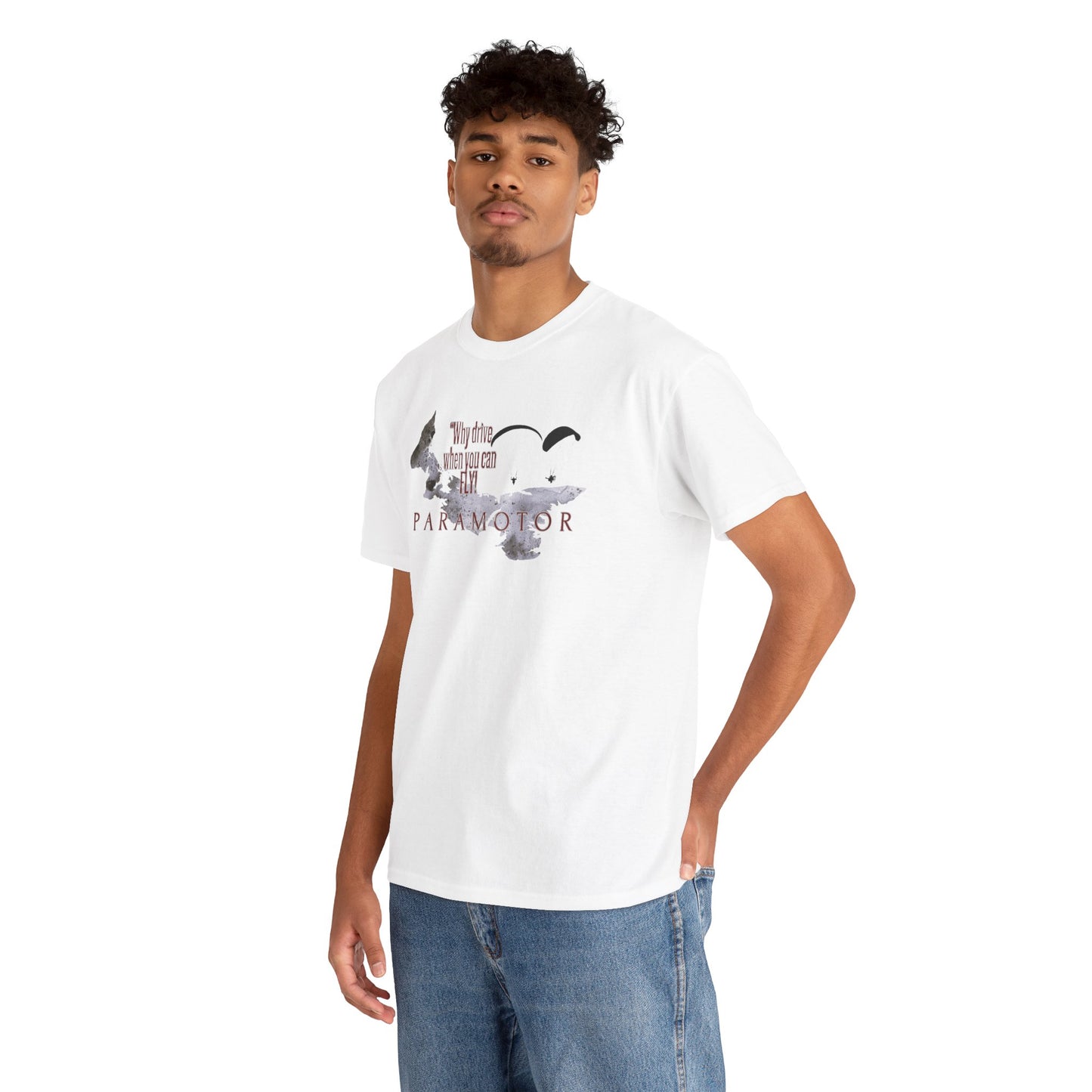 Why Drive When You Can Fly / Paramotor Unisex Heavy Cotton Tee