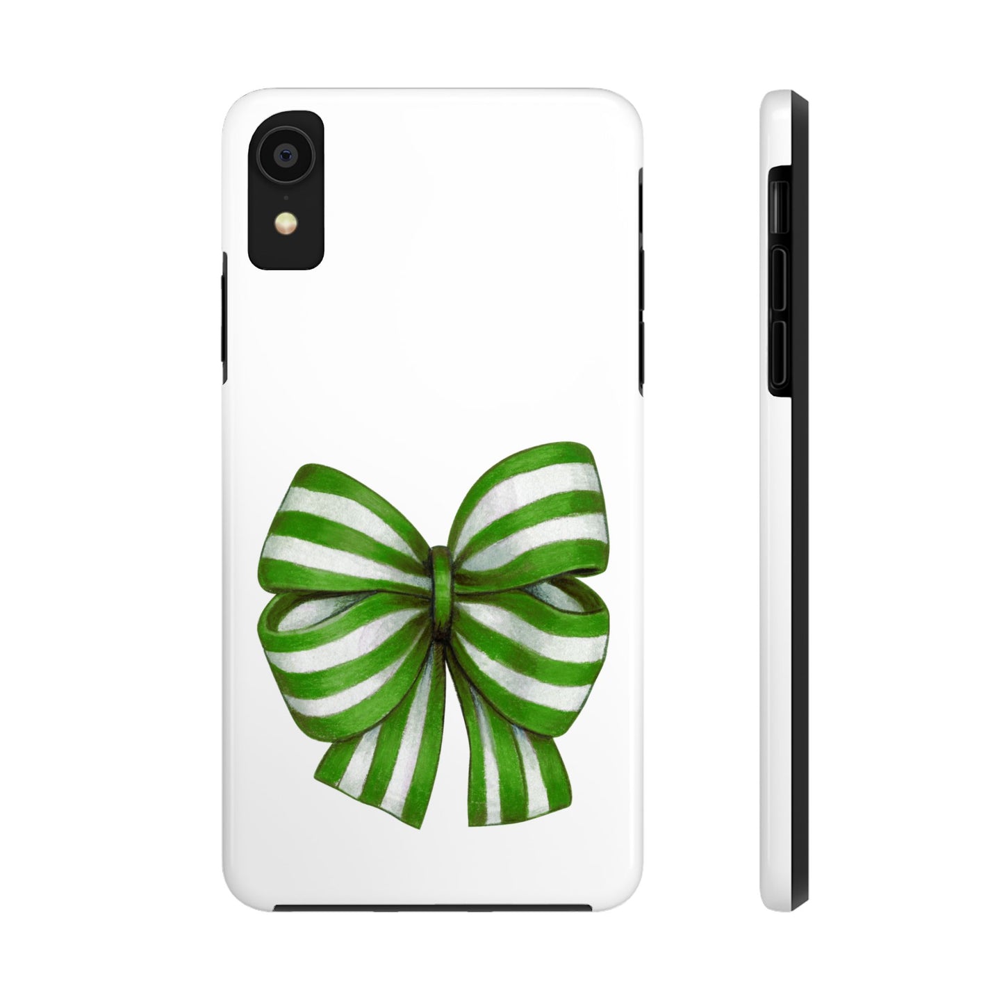 Green striped bow / Tough Phone Cases