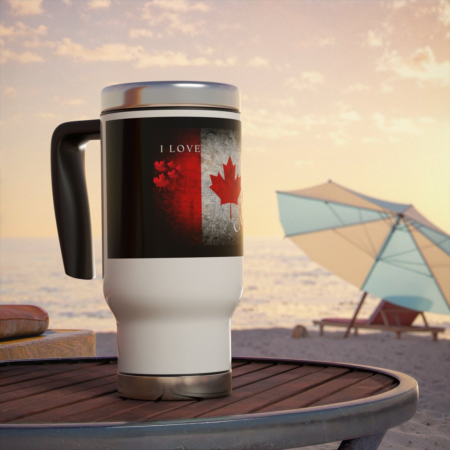 Canada/ Stainless Steel Travel Mug with Handle, 14oz