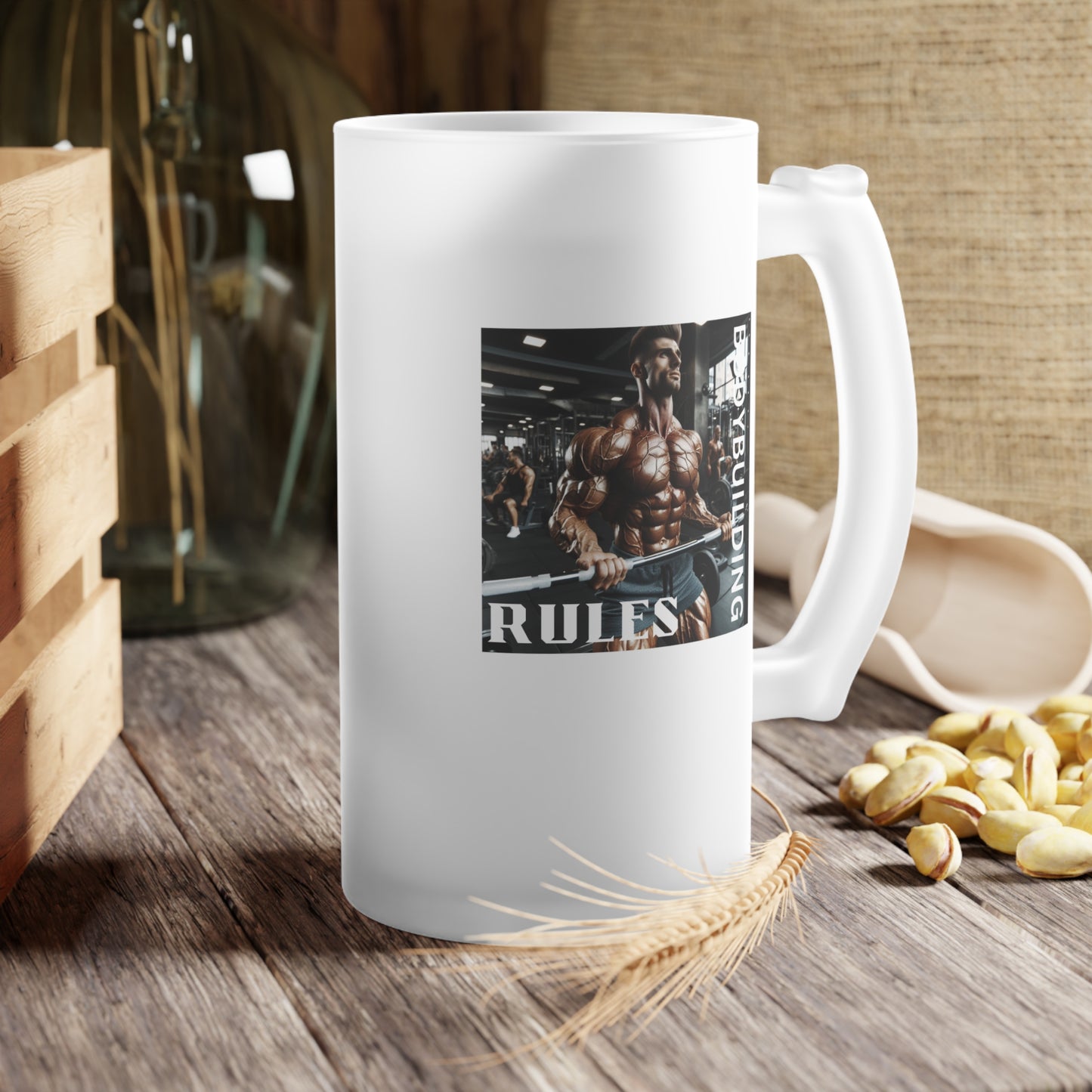 Bodybuilding Rules (AI) / Frosted Glass Beer Mug 16 oz