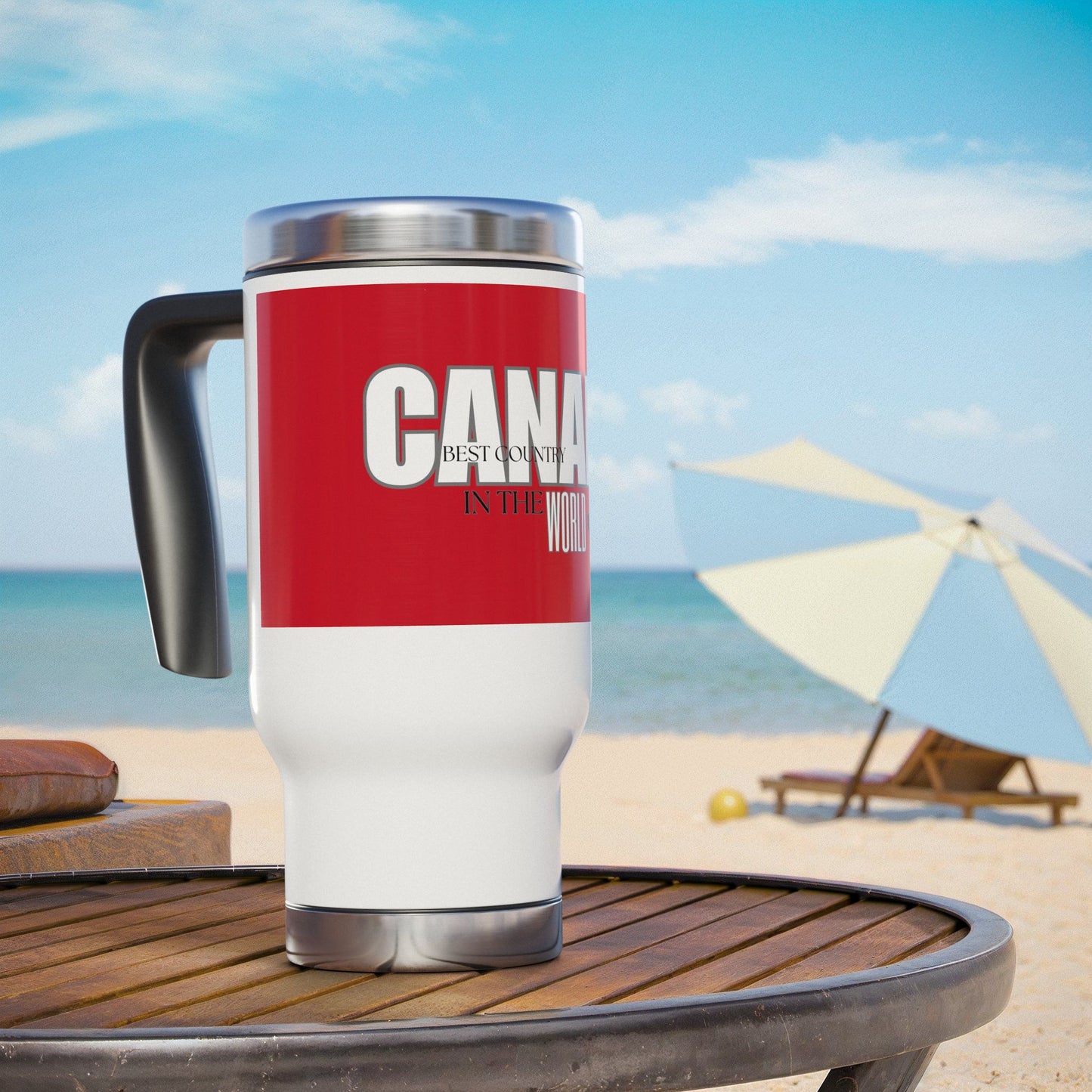 Canada / Best country in the world / Stainless Steel Travel Mug with Handle, 14oz