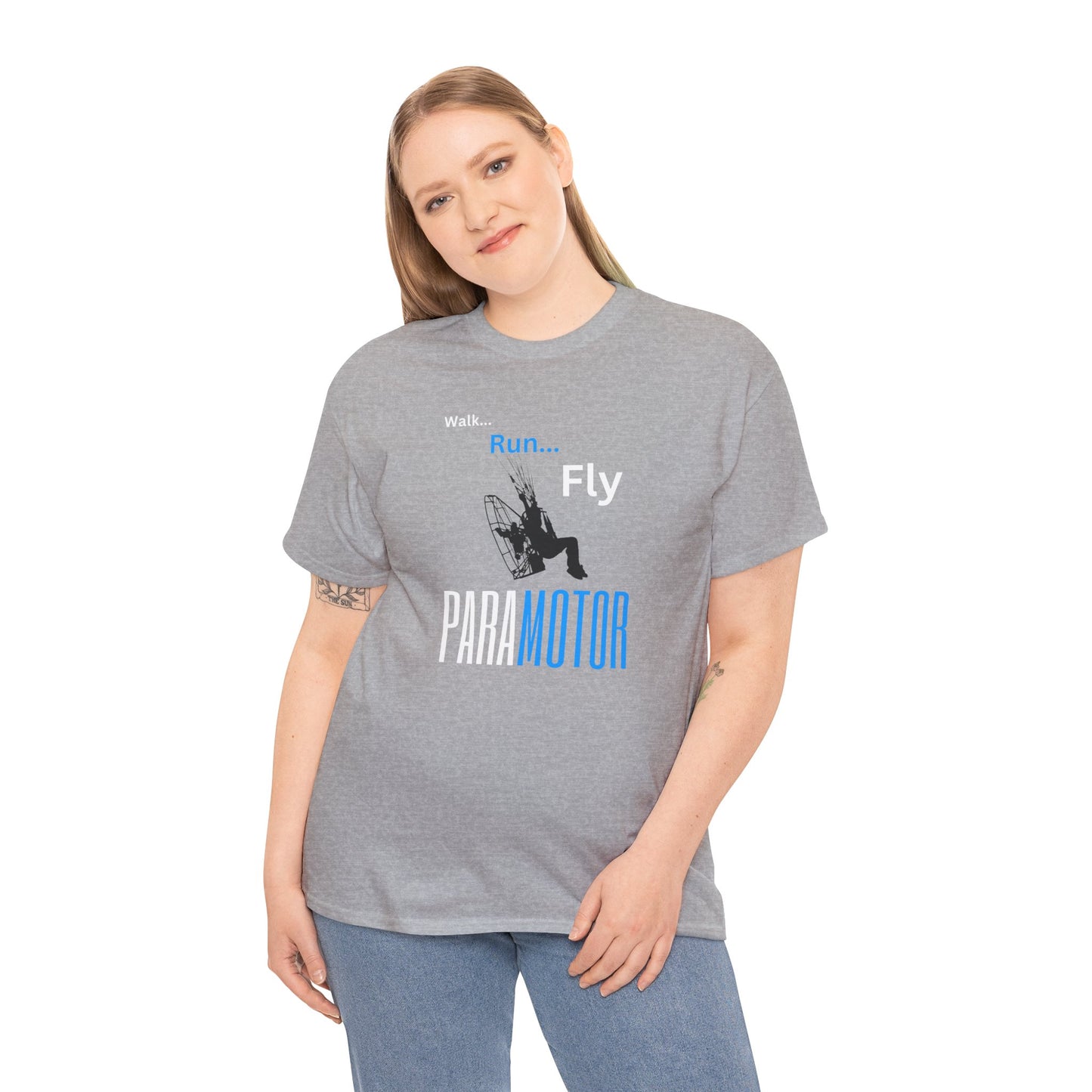 Walk, Run, Fly, Paramotor Unisex Heavy Cotton Tee