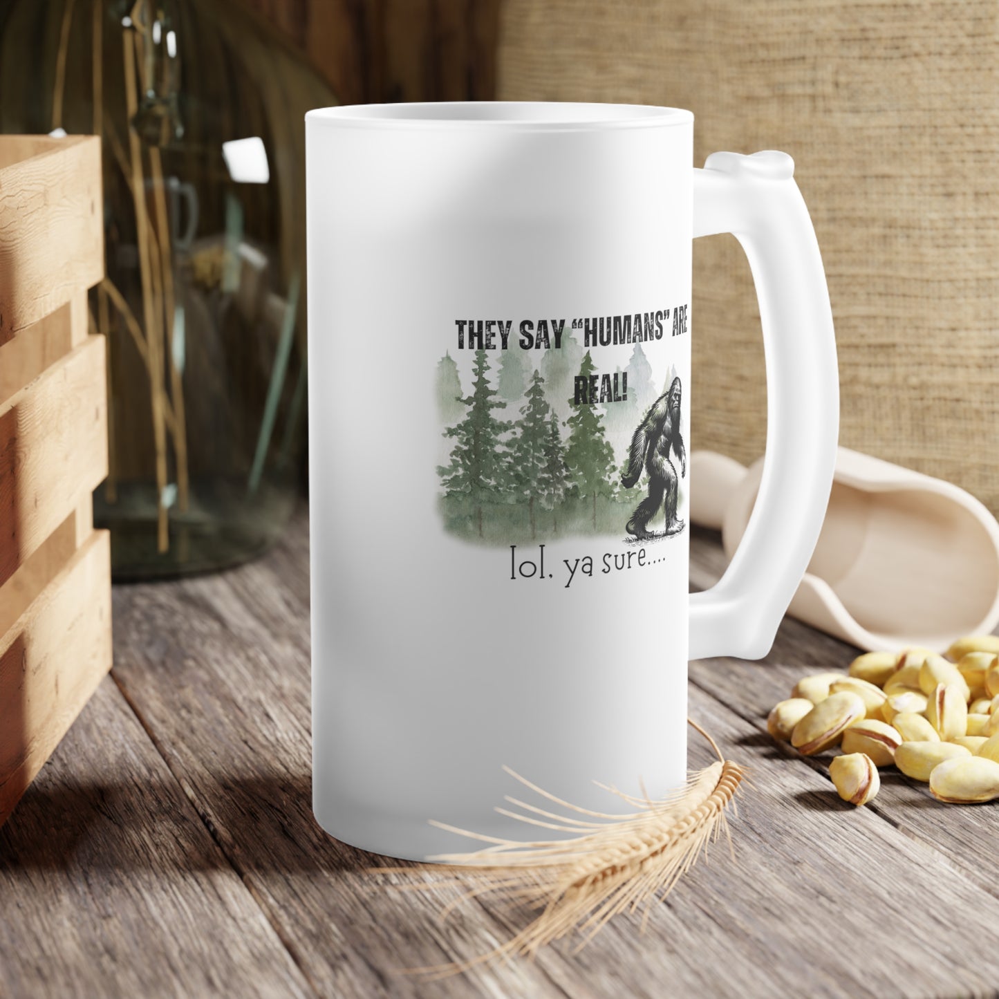 Bigfoot mug / Frosted Glass Beer Mug 16 oz