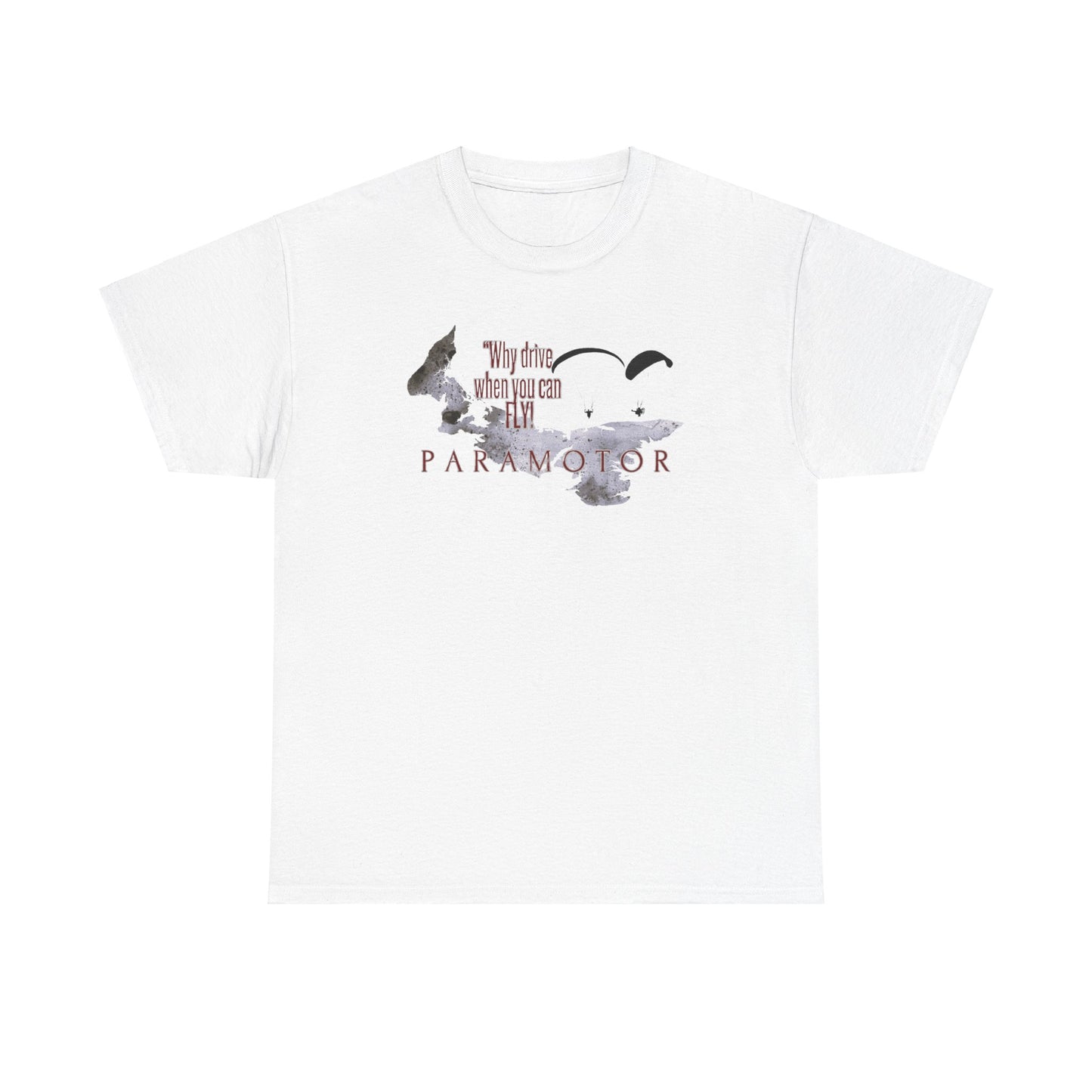 Why Drive When You Can Fly / Paramotor Unisex Heavy Cotton Tee