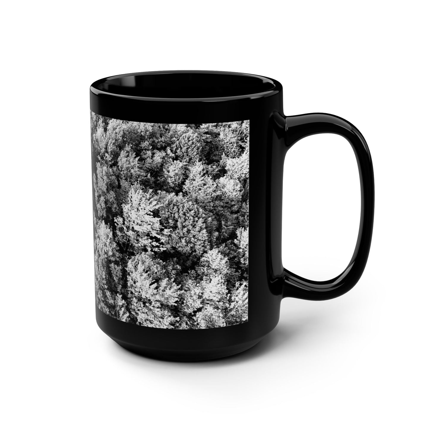 Black & White Trees / Black Mug, 15oz