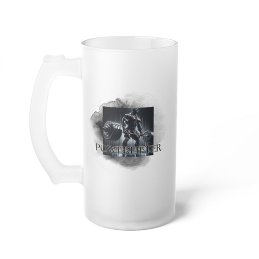 Powerlifter / Frosted Glass Beer Mug 16 oz