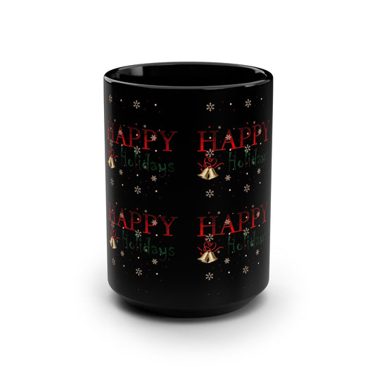 Happy Holidays / Black Mug, 15oz