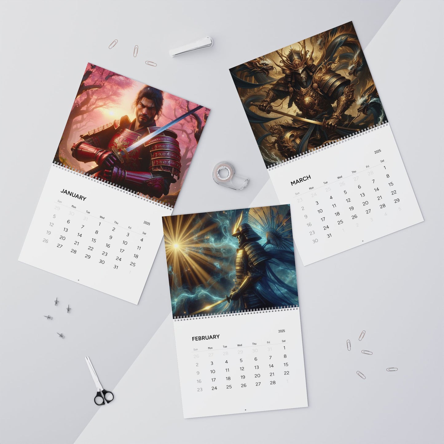 Samurai Calendar (AI creations) / Wall Calendars (2025)