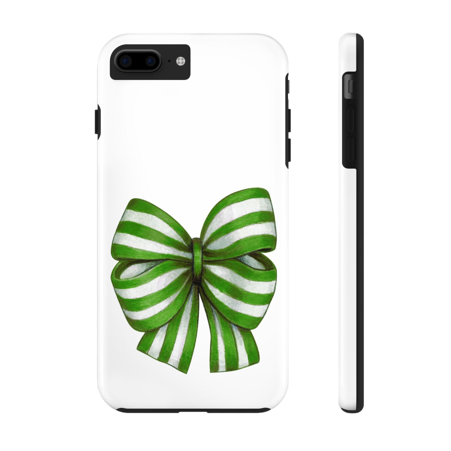 Green striped bow / Tough Phone Cases