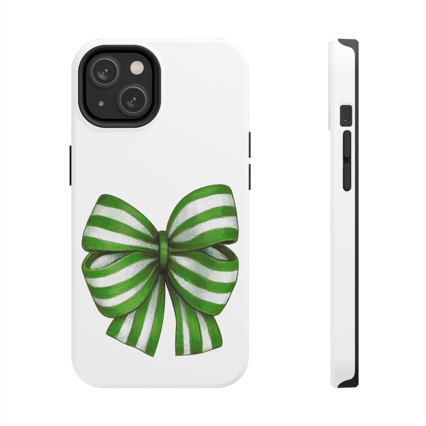 Green striped bow / Tough Phone Cases