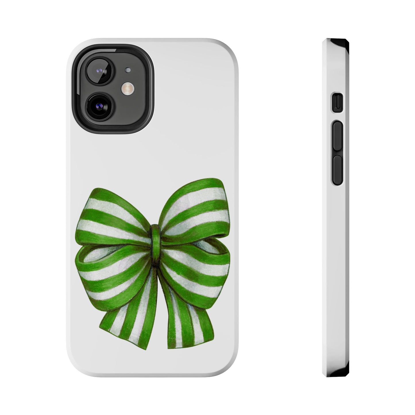 Green striped bow / Tough Phone Cases