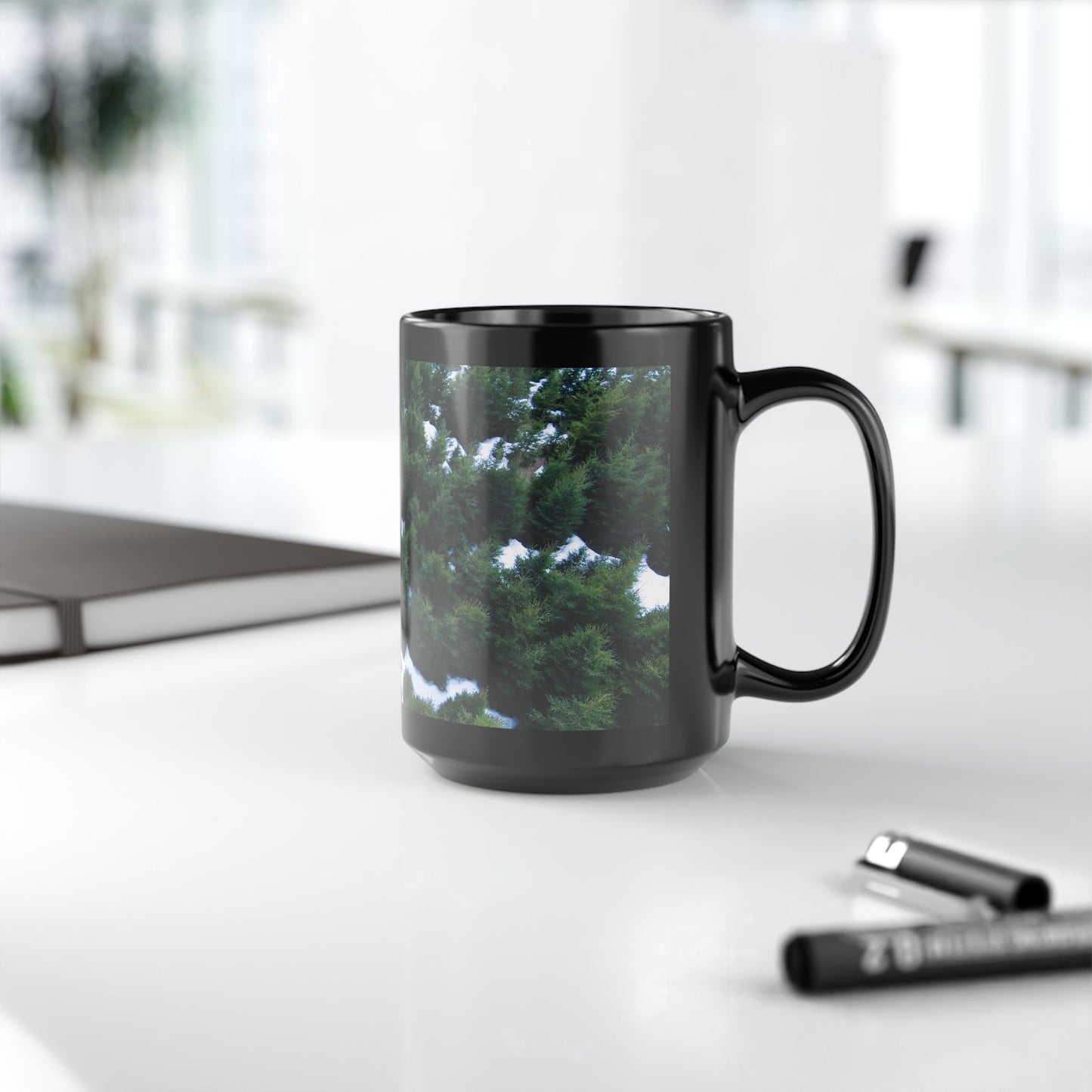 Winter Forest / Black Mug, 15oz