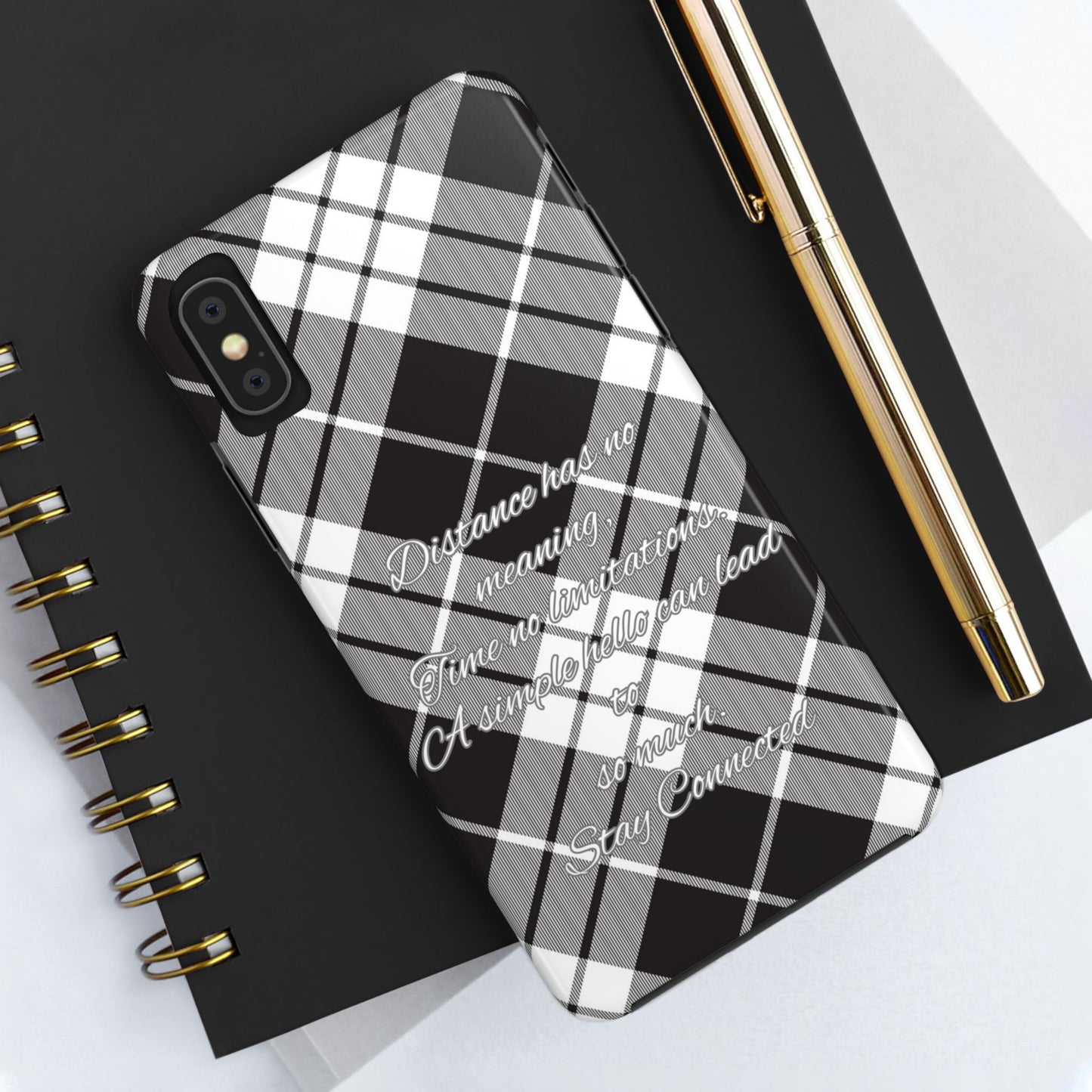 Black checkered plaid / Tough Phone Cases