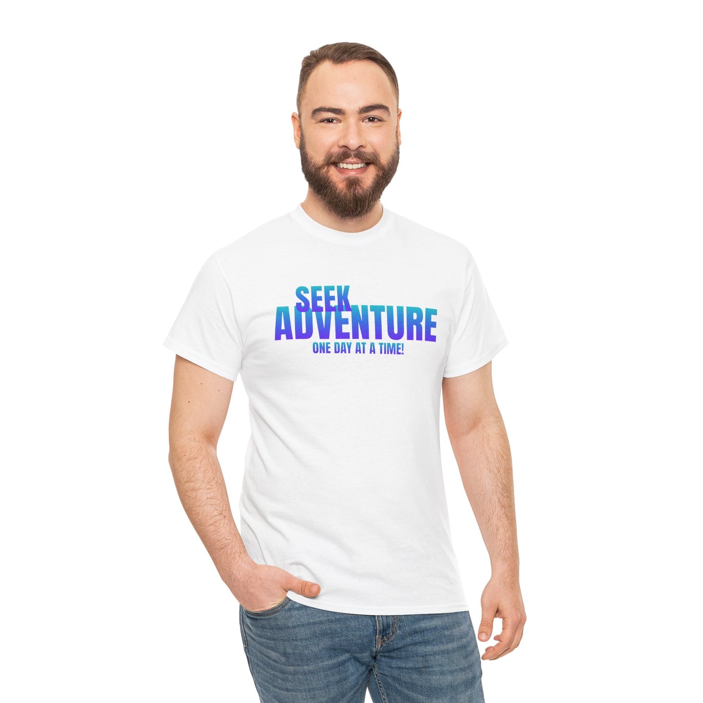 Seek Adventure quote Unisex Heavy Cotton Tee